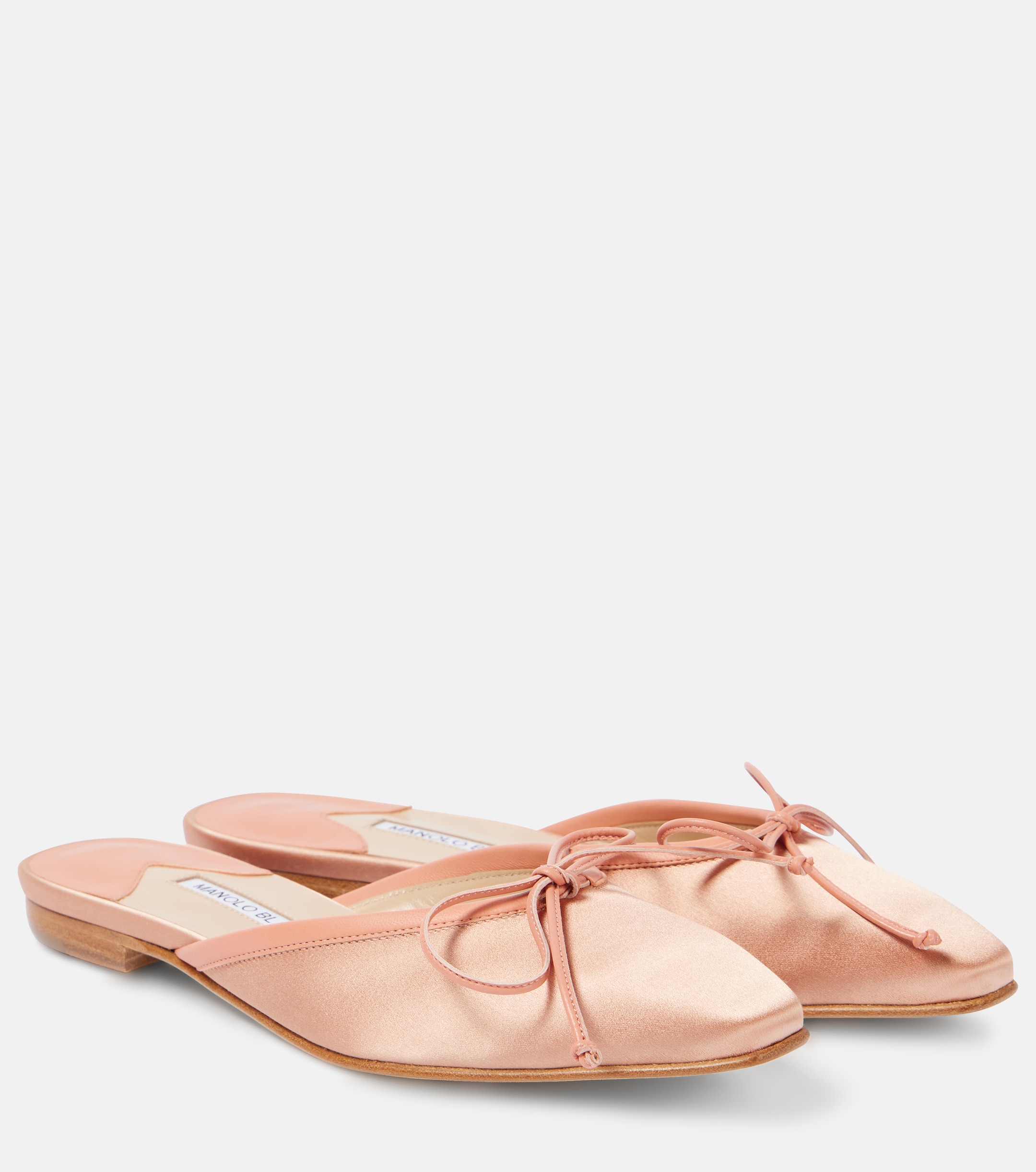 MANOLO BLAHNIK - Ballerimu leather-trimmed satin mules | Plush
