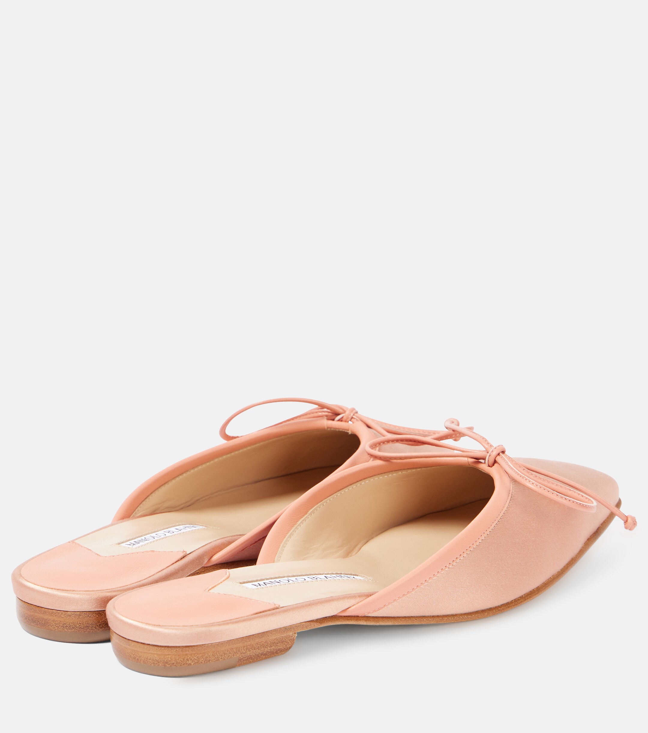 MANOLO BLAHNIK - Ballerimu leather-trimmed satin mules | Plush