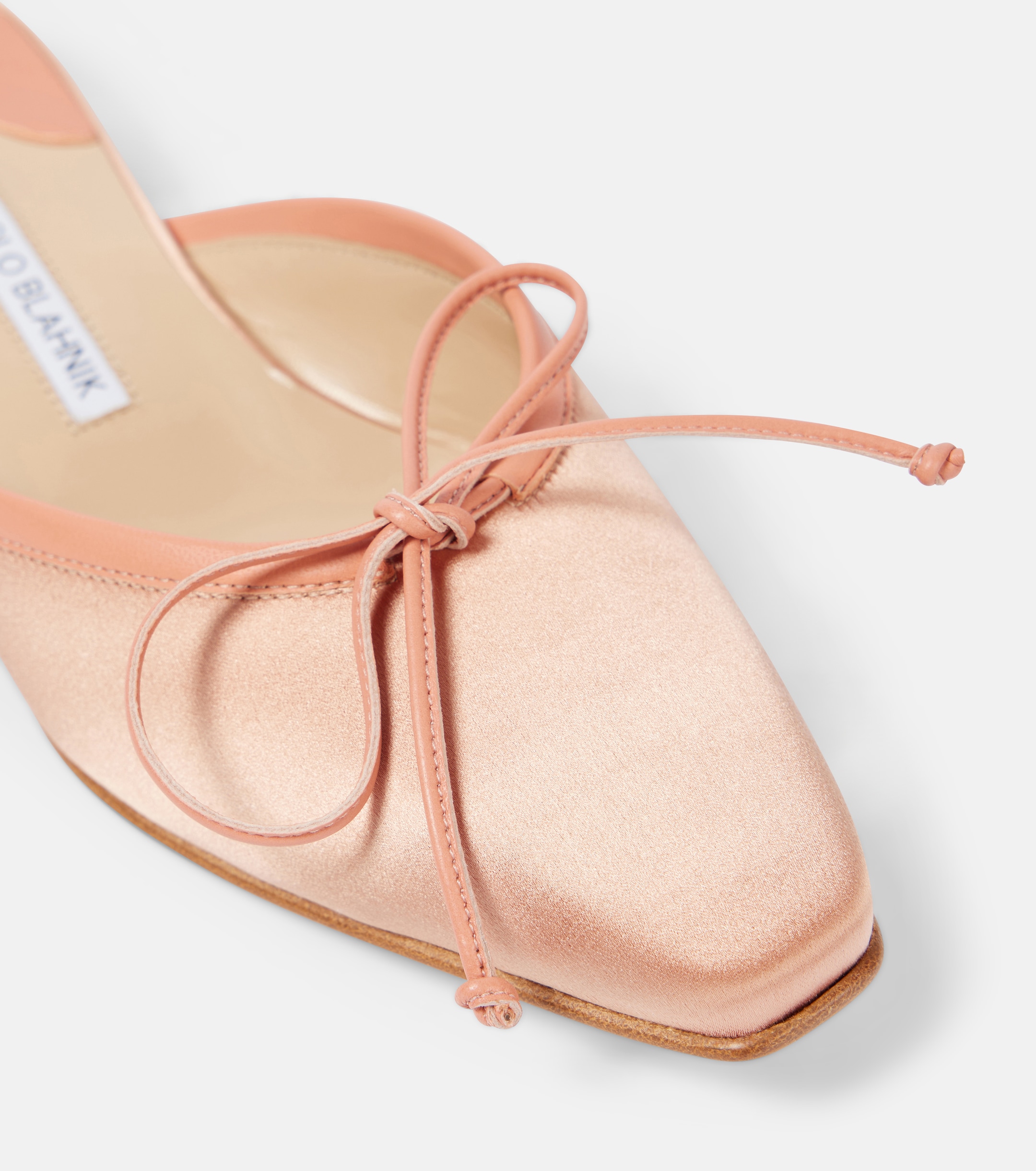 MANOLO BLAHNIK - Ballerimu leather-trimmed satin mules | Plush
