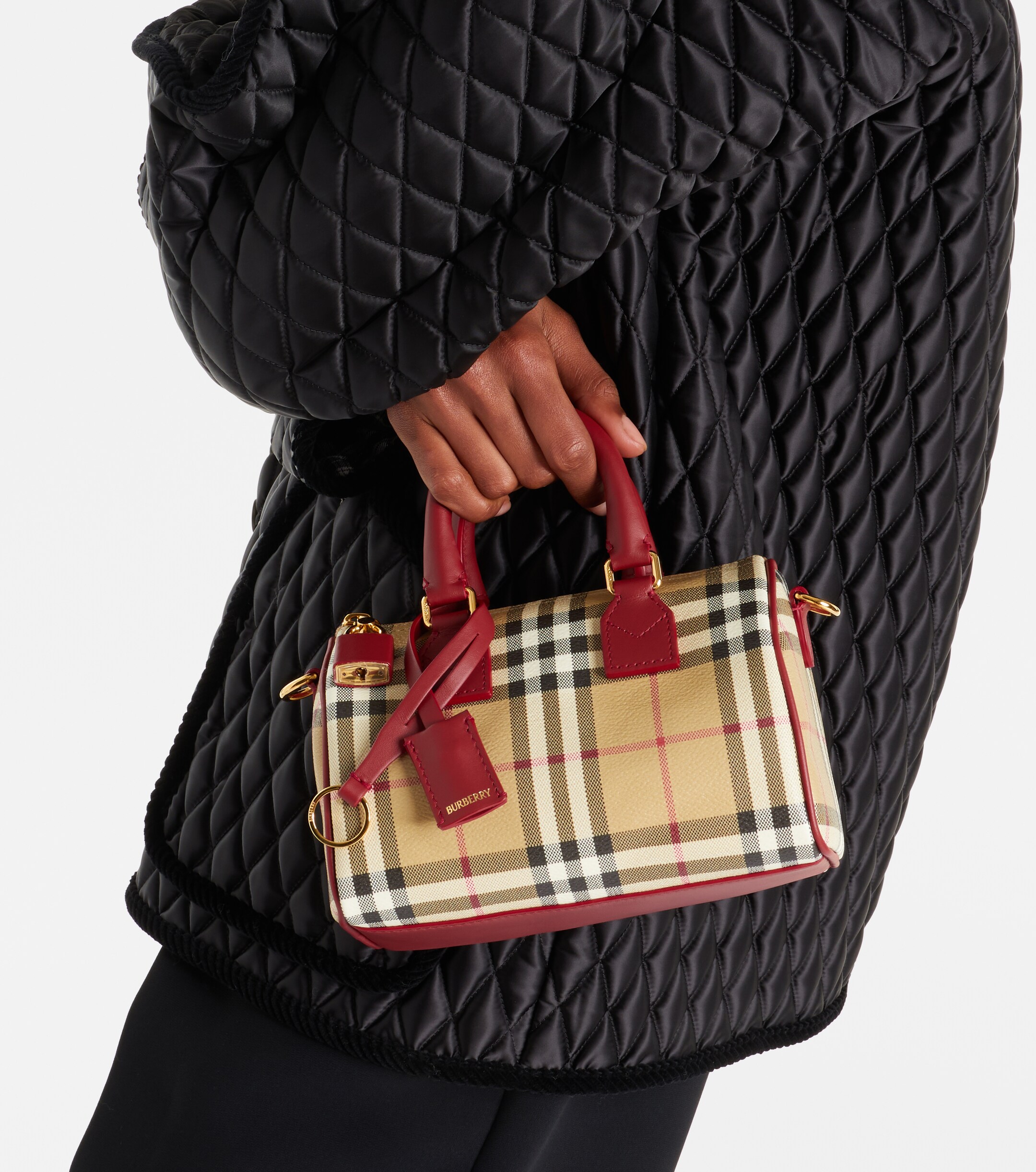 Burberry Burberry Check Small leather-trimmed canvas tote bag