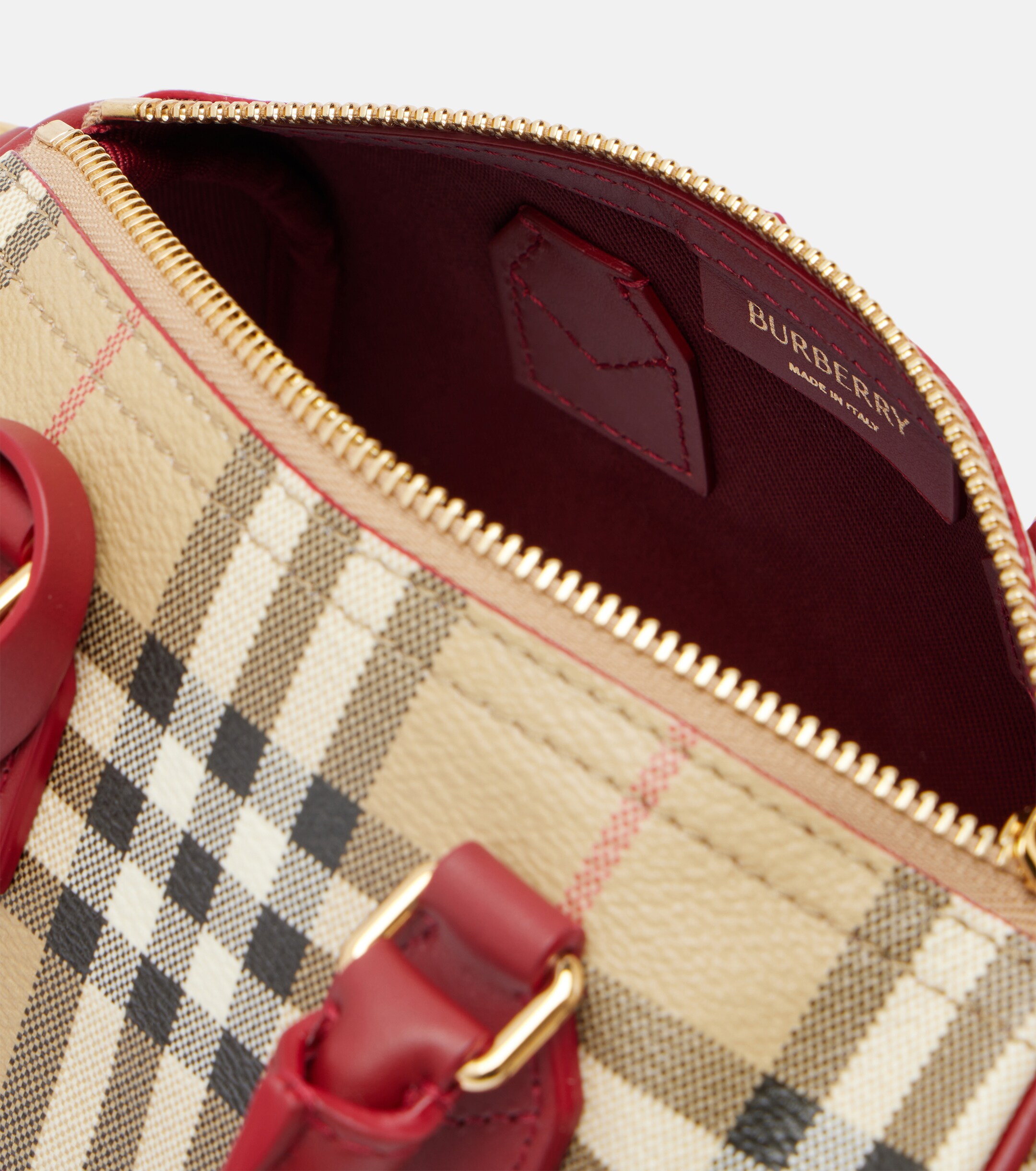 Burberry Burberry Check Small leather-trimmed canvas tote bag