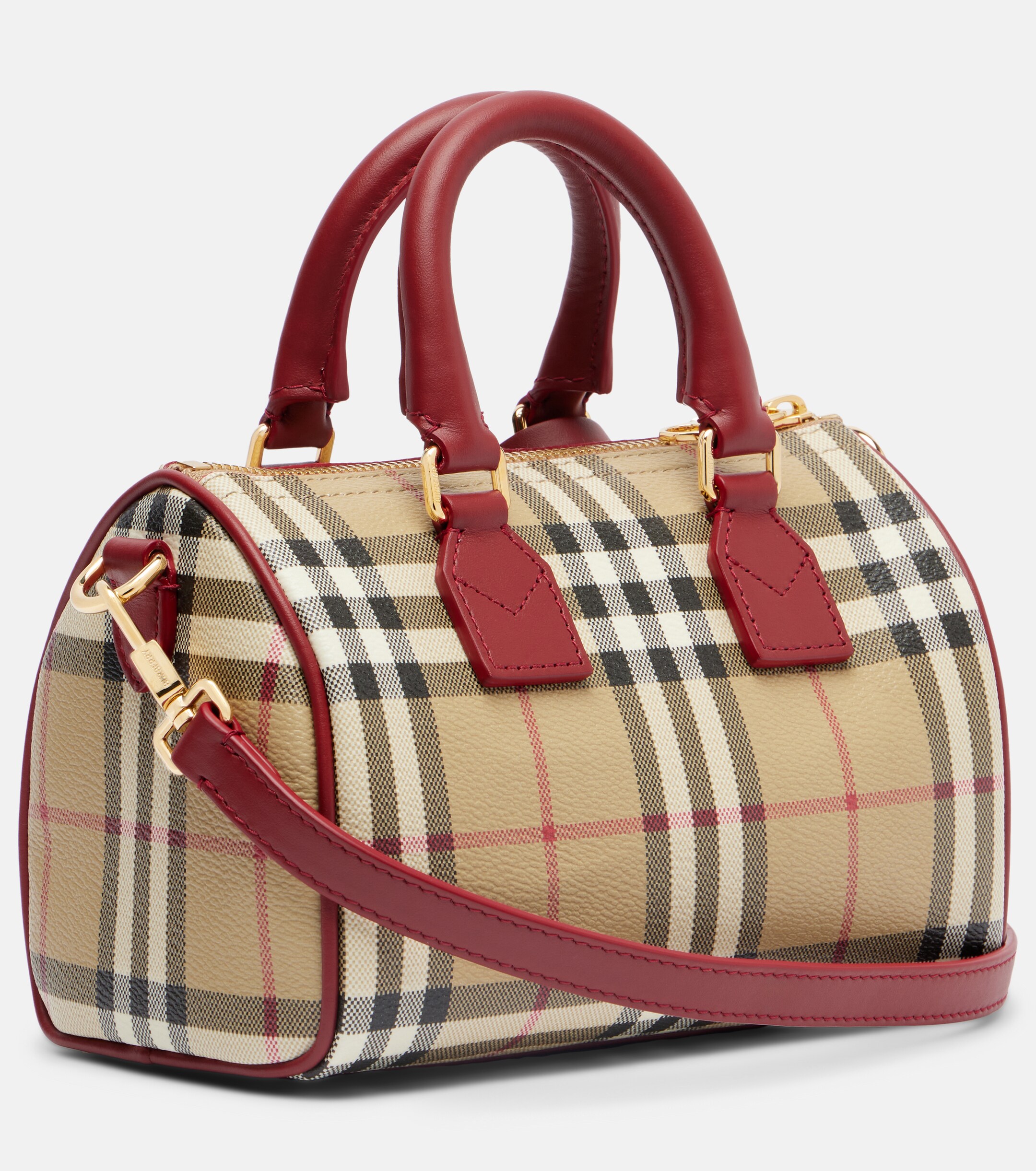 Burberry Burberry Check Small leather-trimmed canvas tote bag