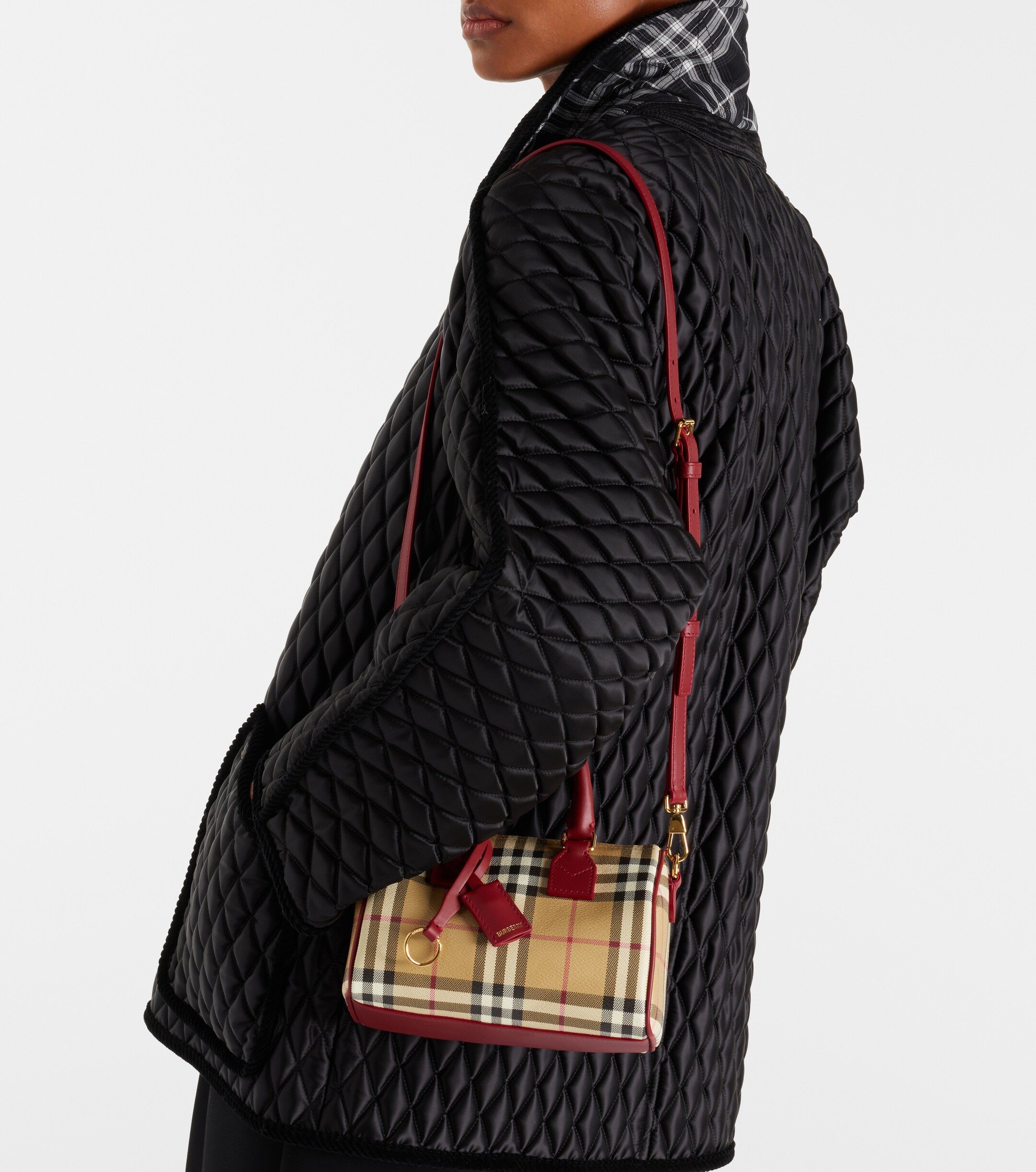 Burberry Burberry Check Small leather-trimmed canvas tote bag