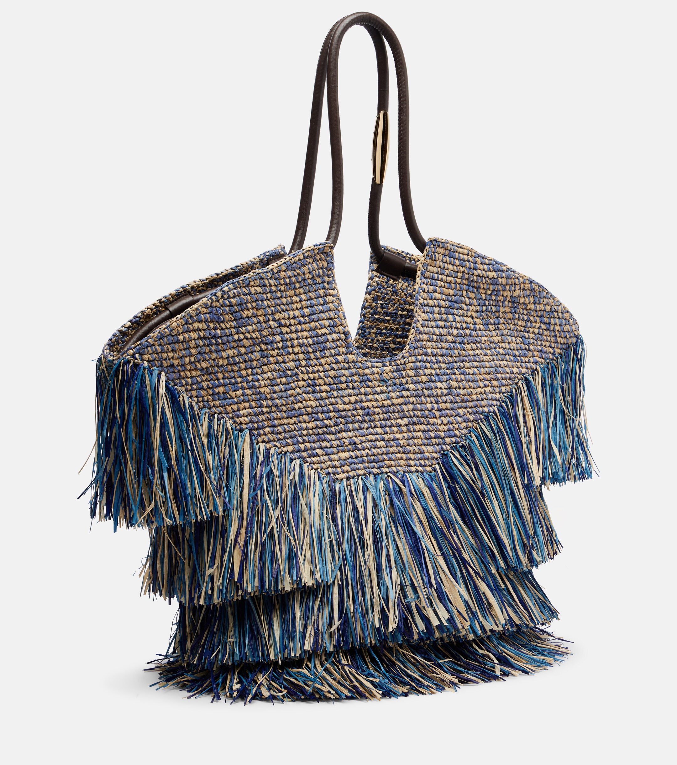 Zimmermann Goldentime Medium fringed raffia tote bag