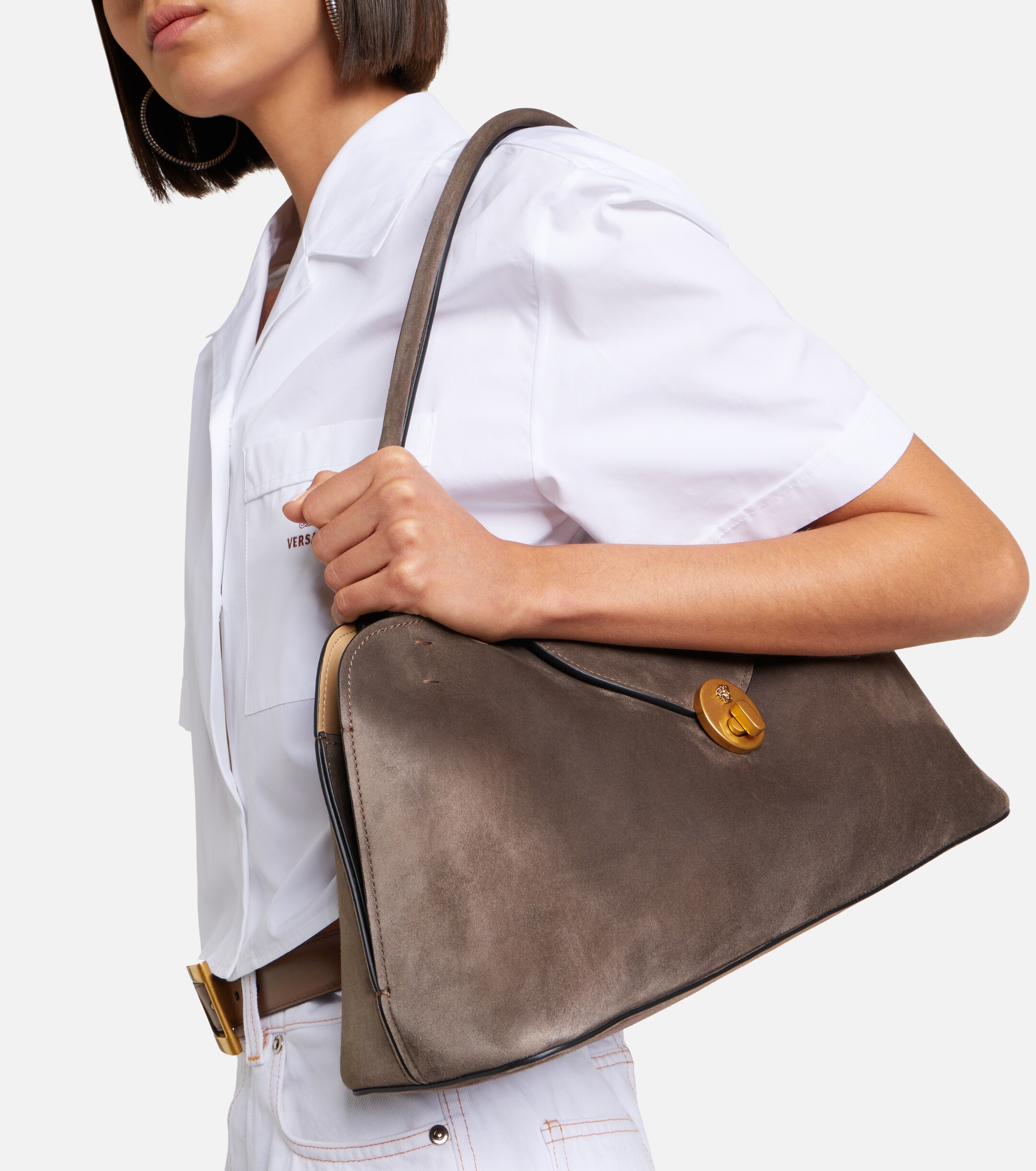 Versace Vivian suede shoulder bag