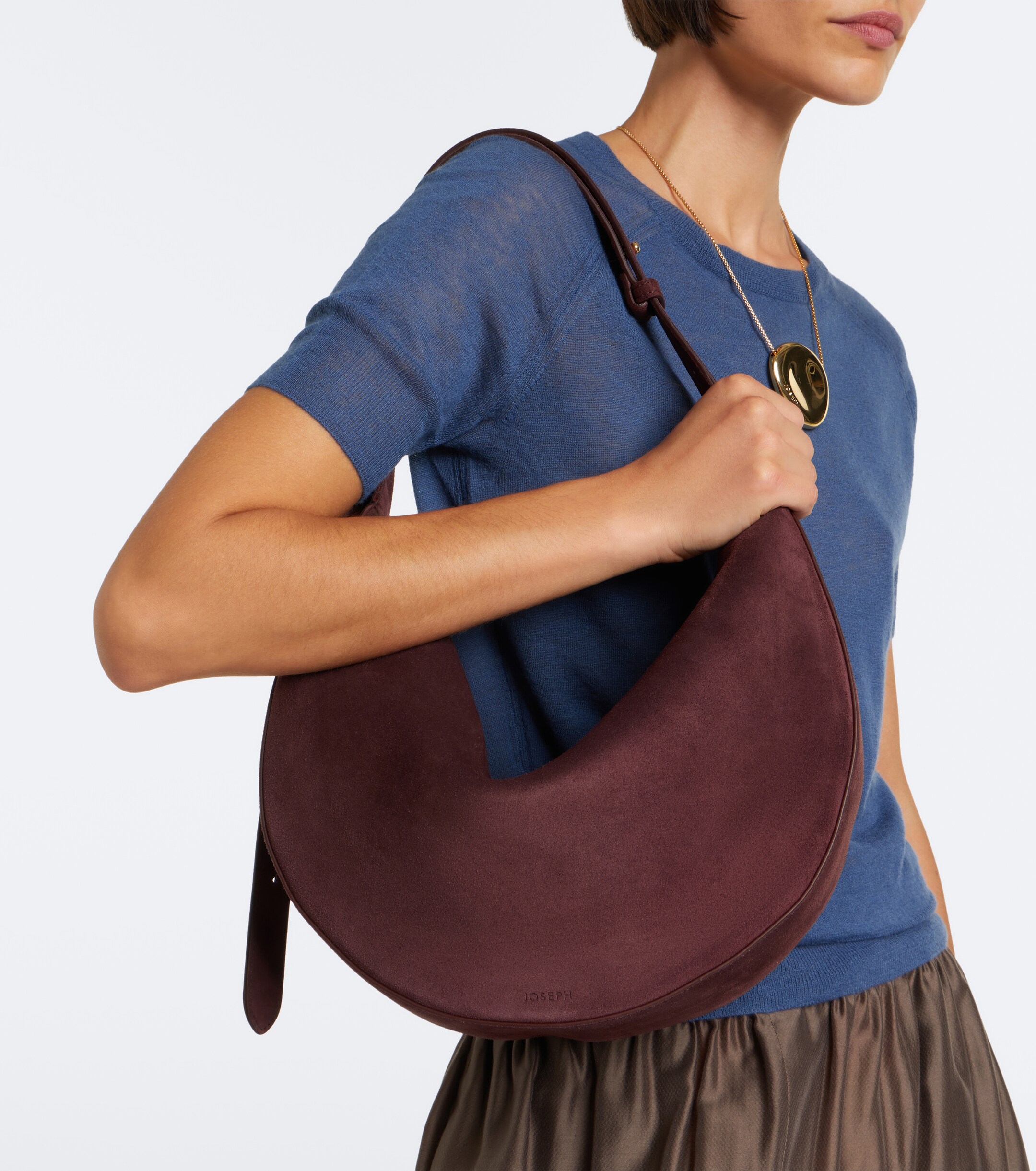 JOSEPH Bean Large suede shoulder bag