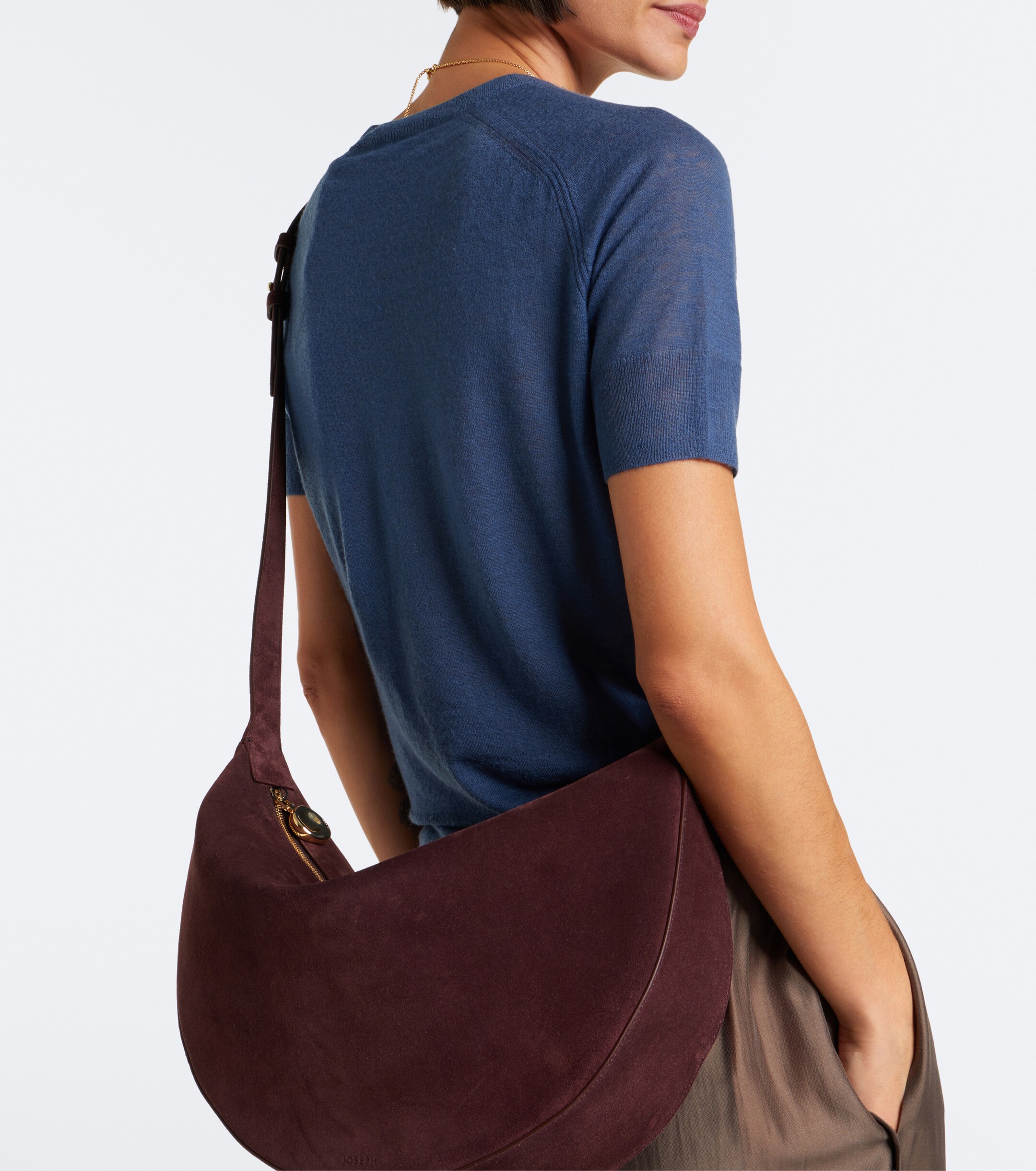 JOSEPH Bean Large suede shoulder bag