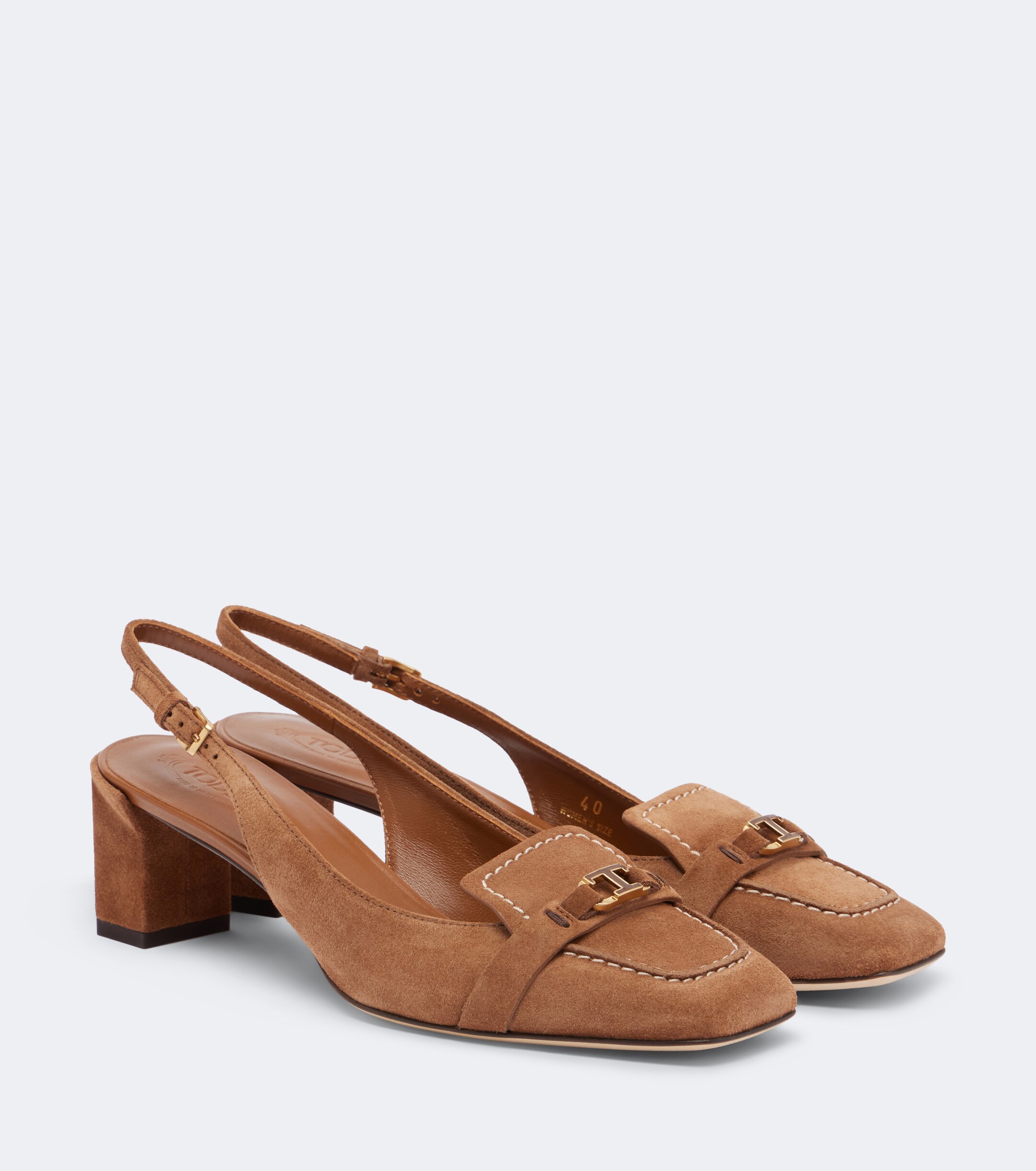 Tod's Tod's T Timeless suede slingback pumps