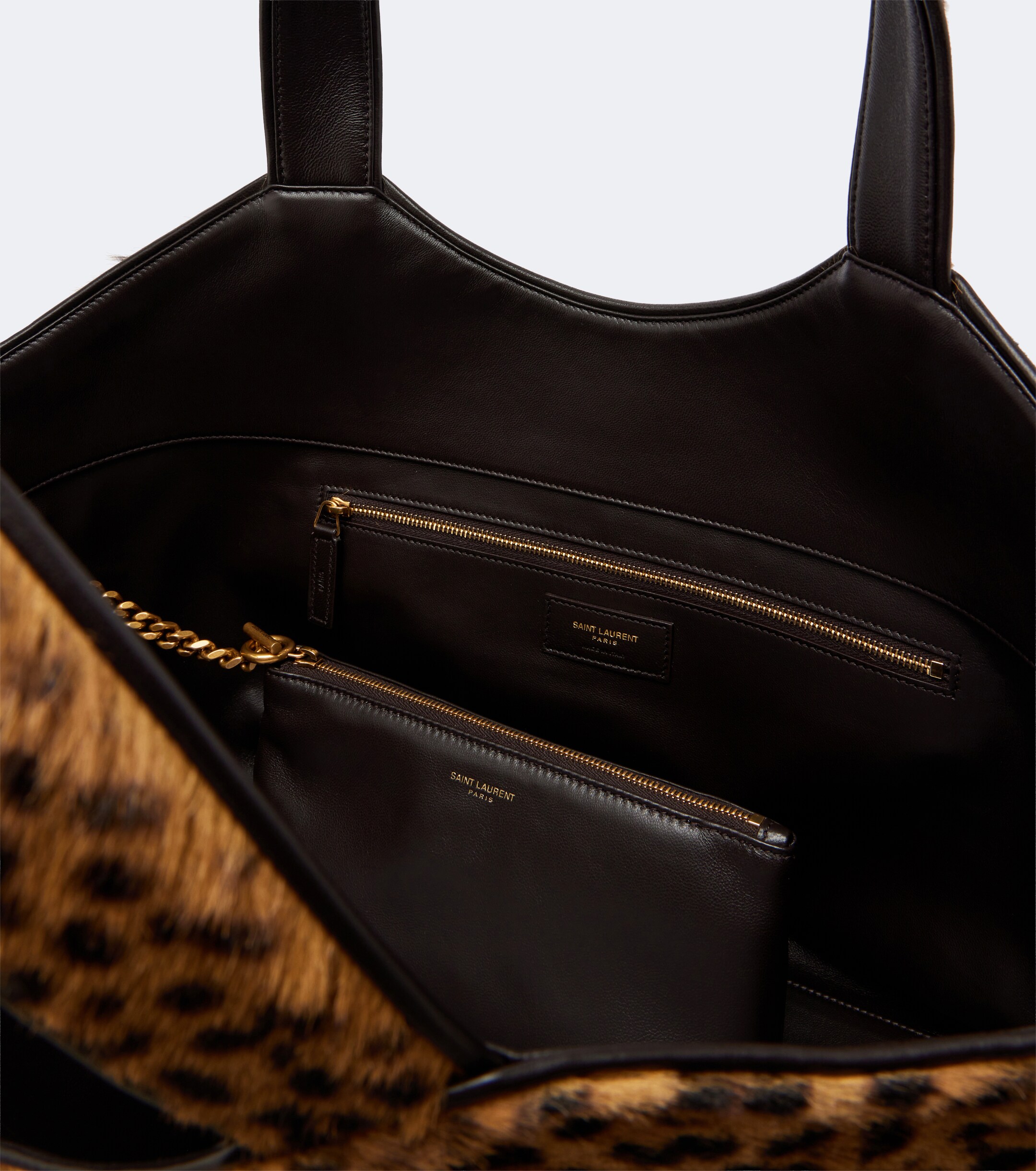 Saint Laurent Icare leopard-print calf hair shopper
