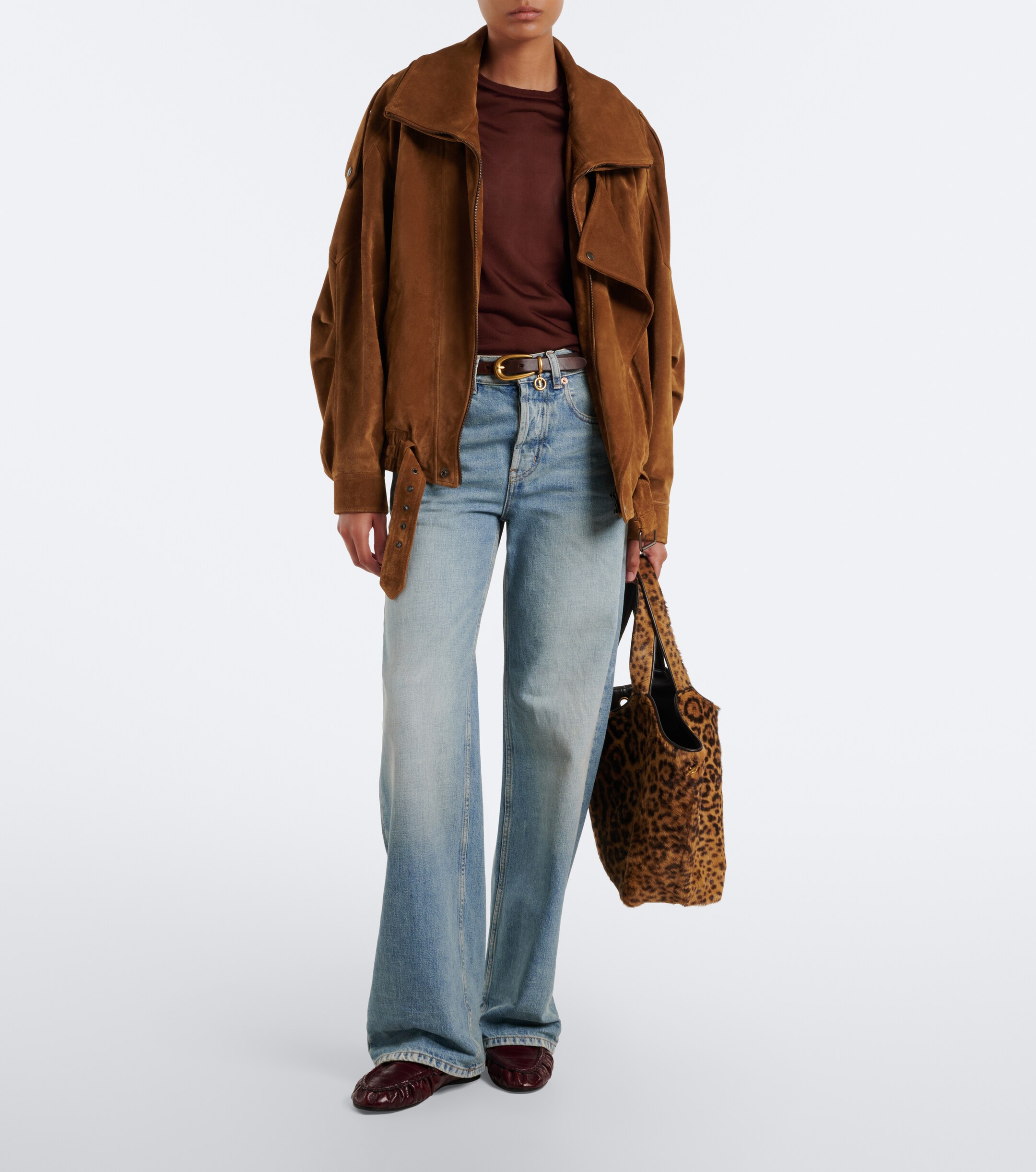Saint Laurent Icare leopard-print calf hair shopper