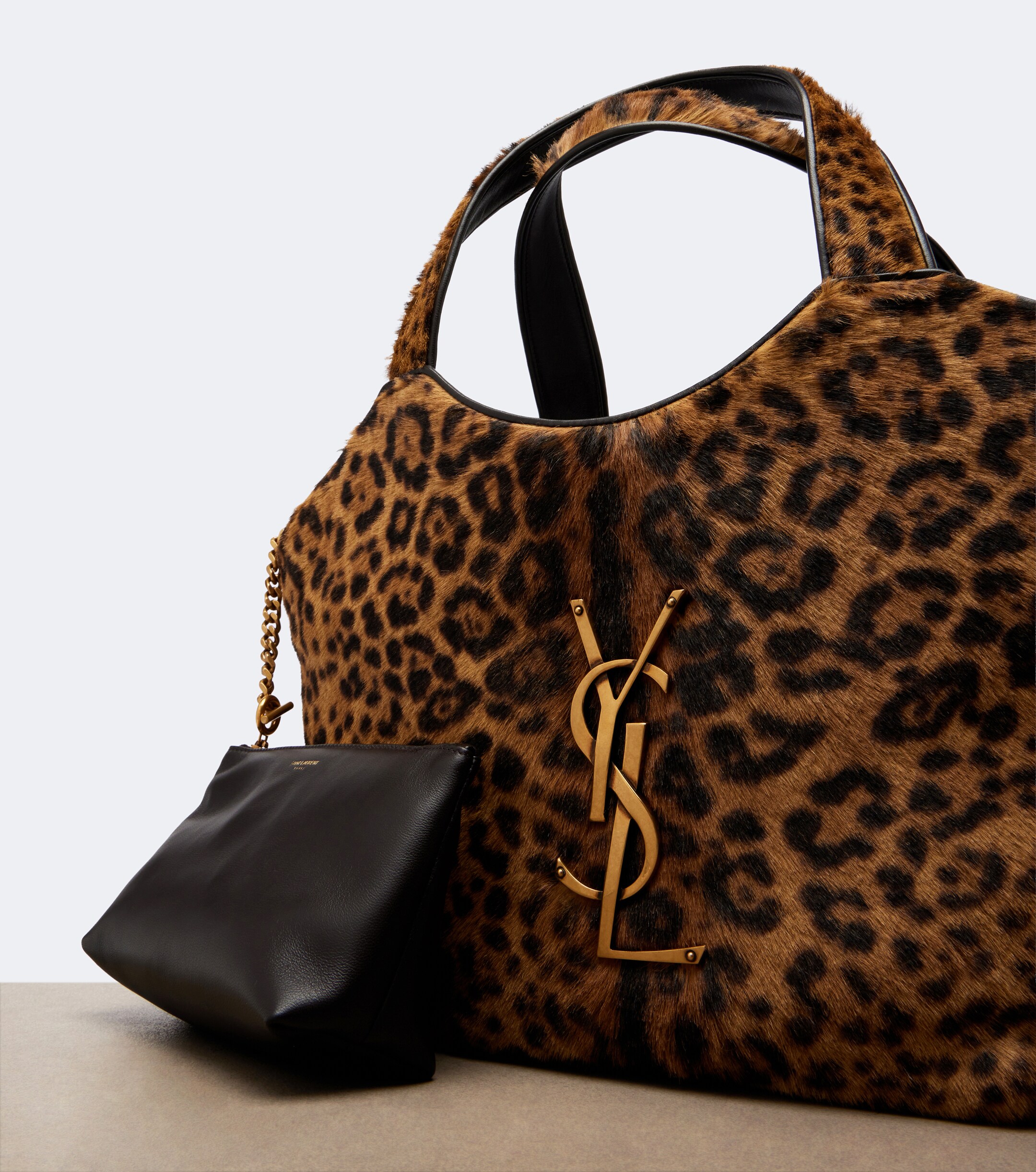 Saint Laurent Icare leopard-print calf hair shopper