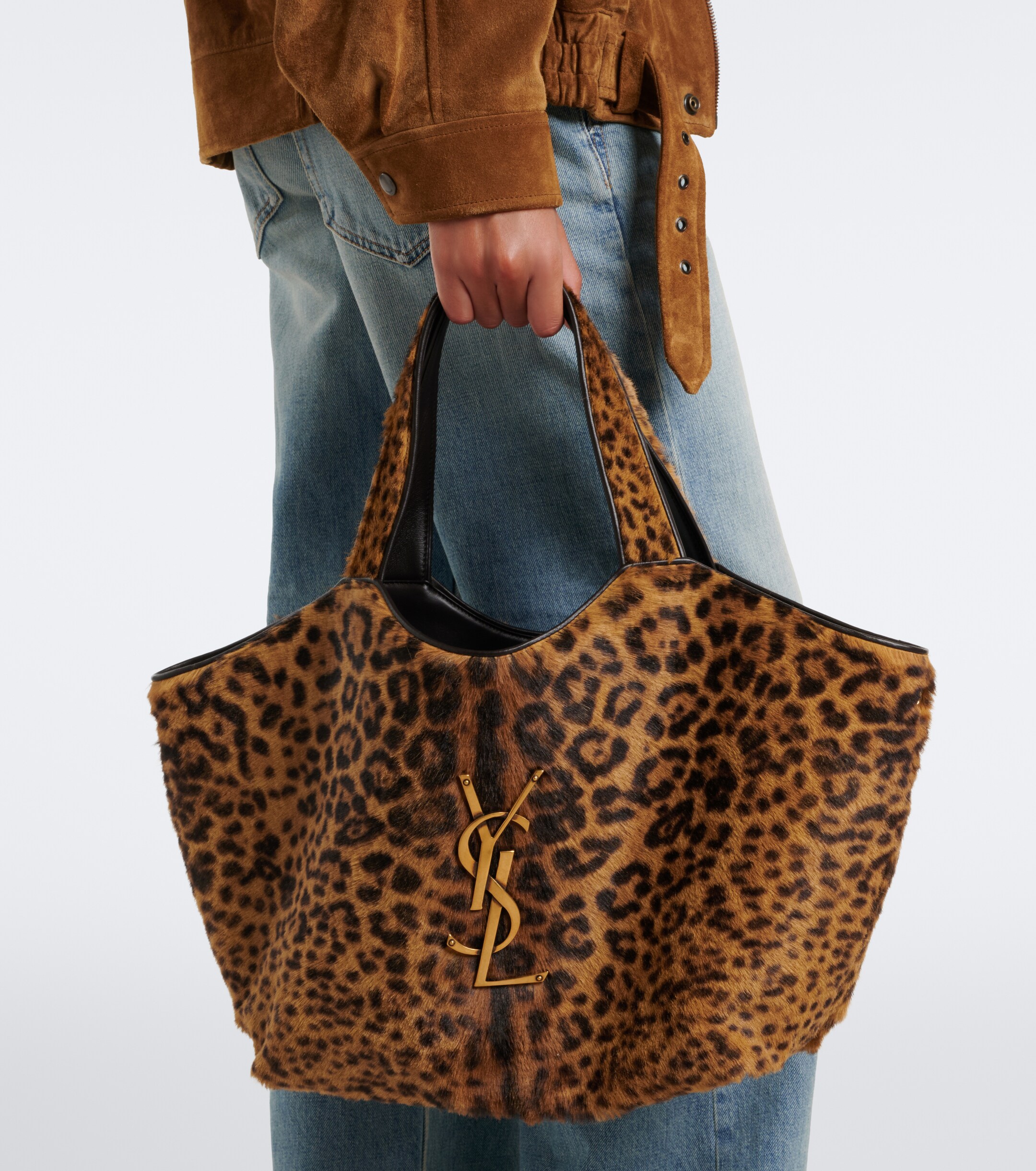 Saint Laurent Icare leopard-print calf hair shopper