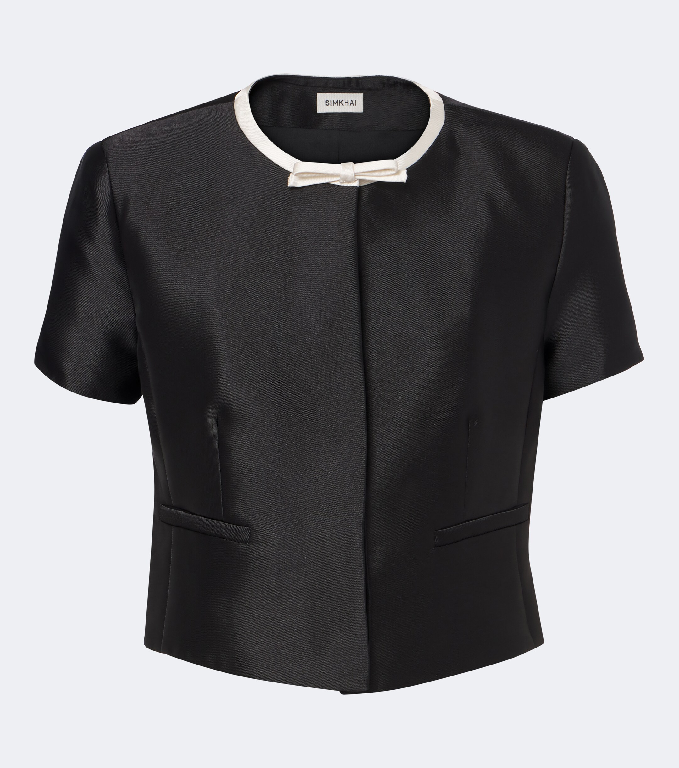 SIMKHAI Simkhai Naelle bow-detail cropped satin top