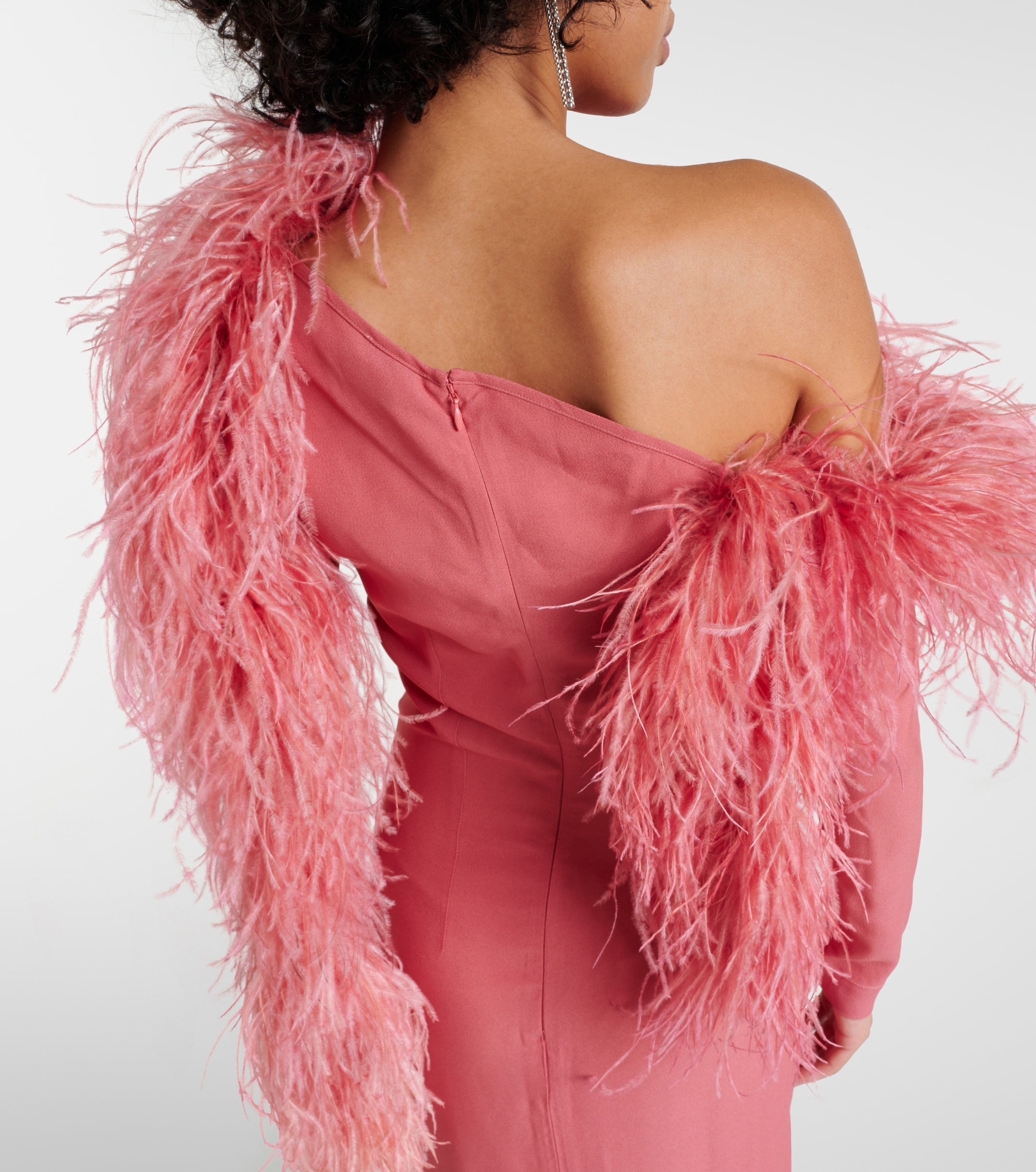 Taller Marmo Garbo feather-trimmed gown