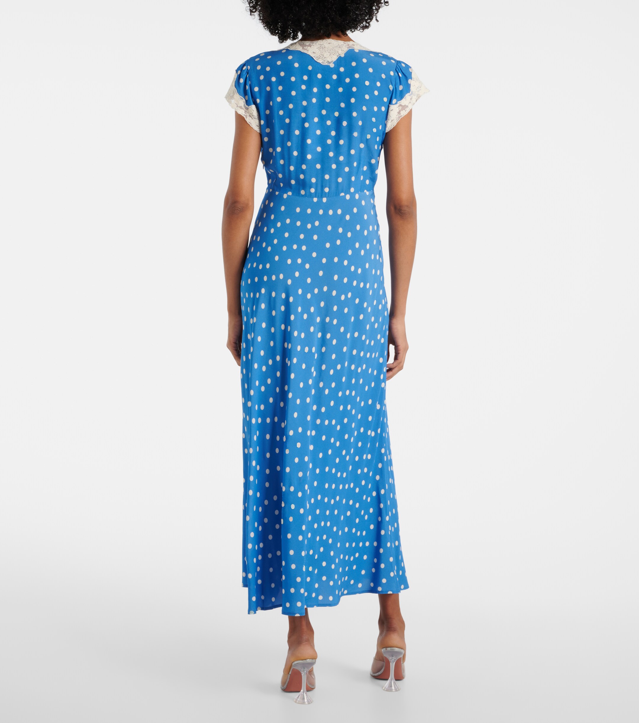 RIXO Amari polka-dot lace-trimmed maxi dress thumbnail