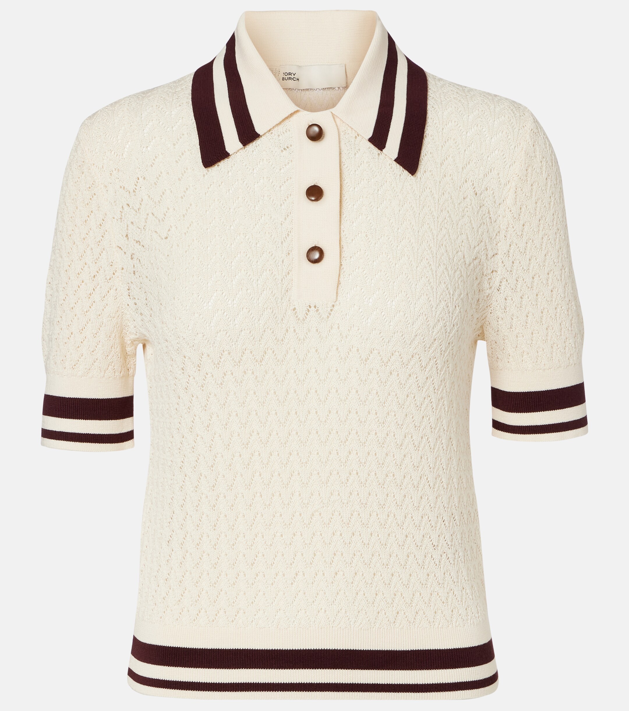Tory Burch Tory Burch Cotton pointelle polo shirt