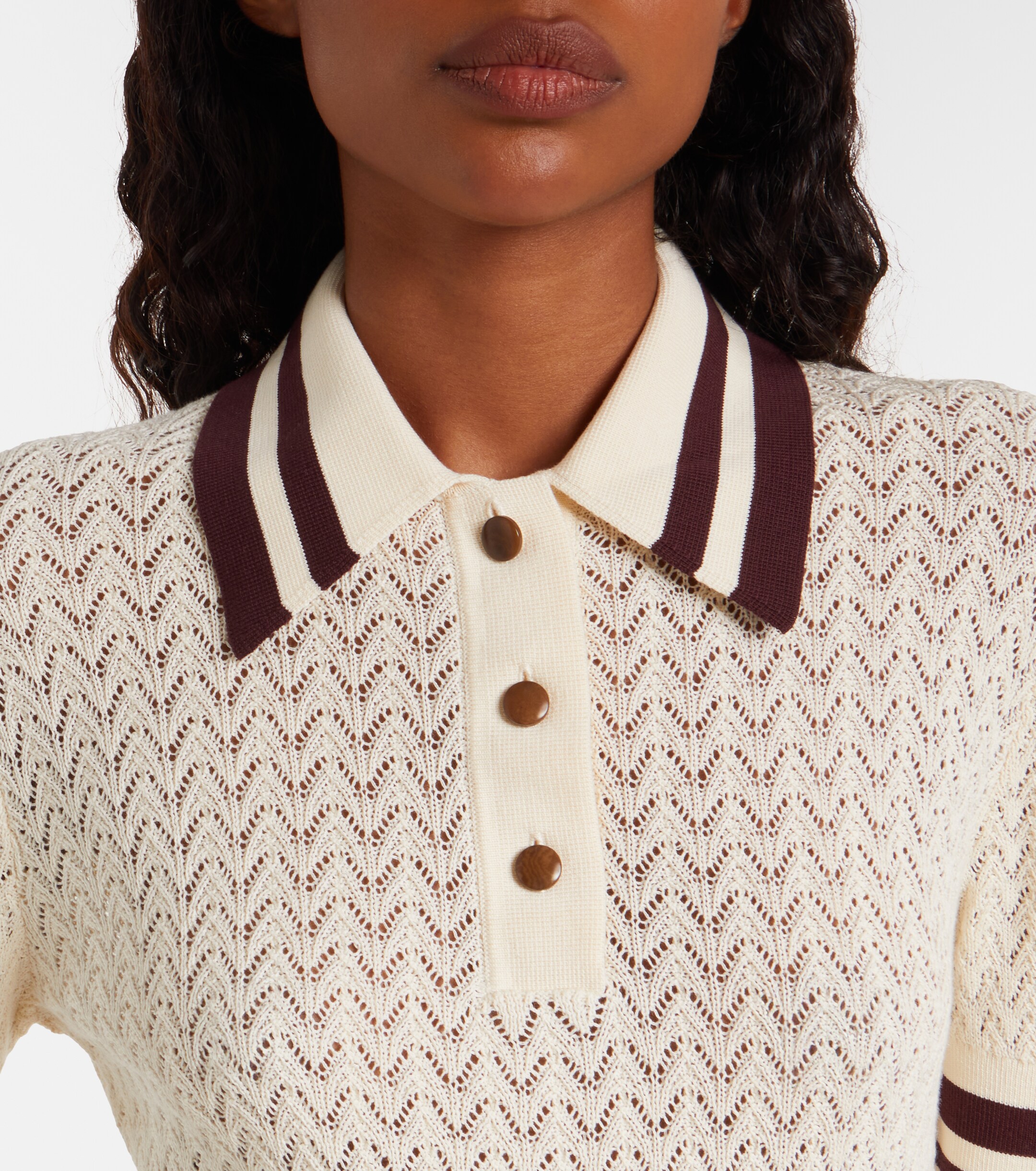 Tory Burch Tory Burch Cotton pointelle polo shirt