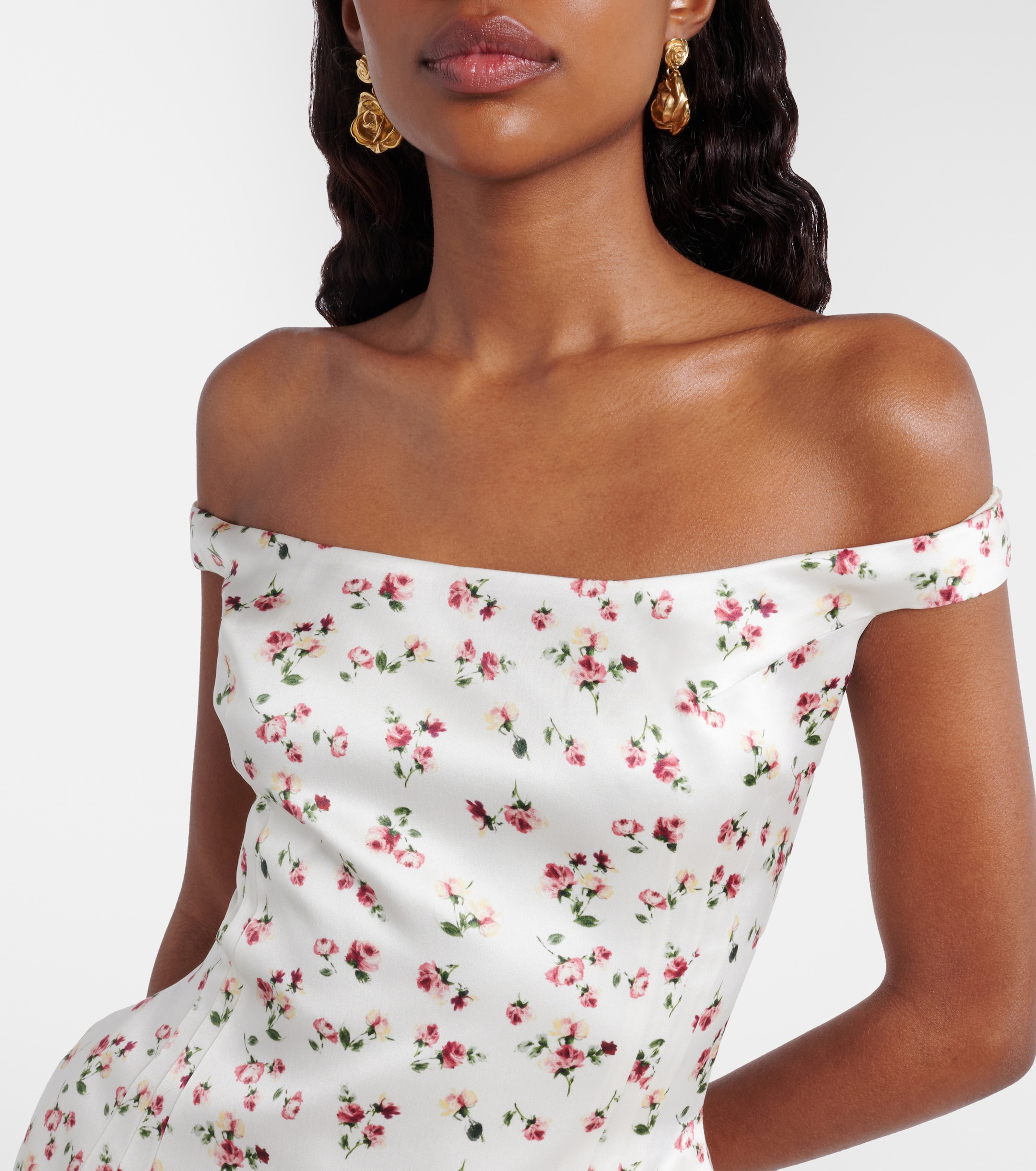 floral print silk satin jacquard mini dress by magda butrym MAGDA BUTRYM | Women's | Floral Draped Mini Dress | Black PRINT Dress DAY