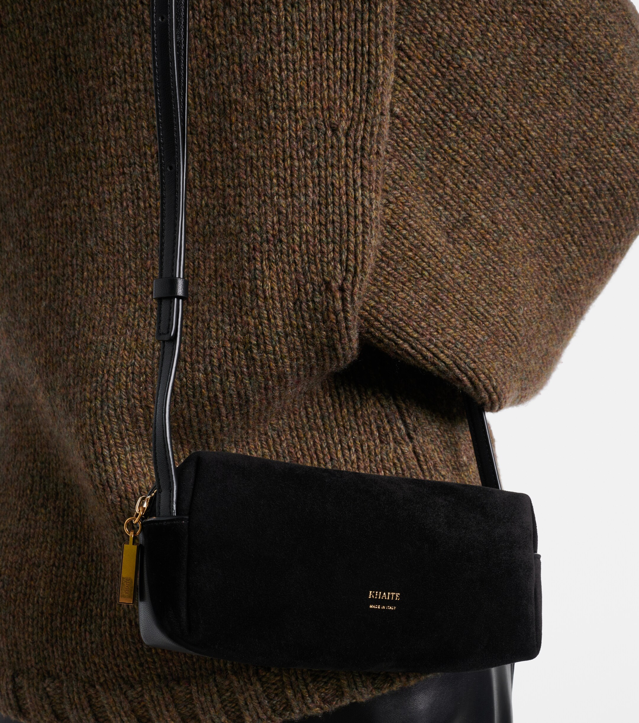 KHAITE Kye Mini suede crossbody bag