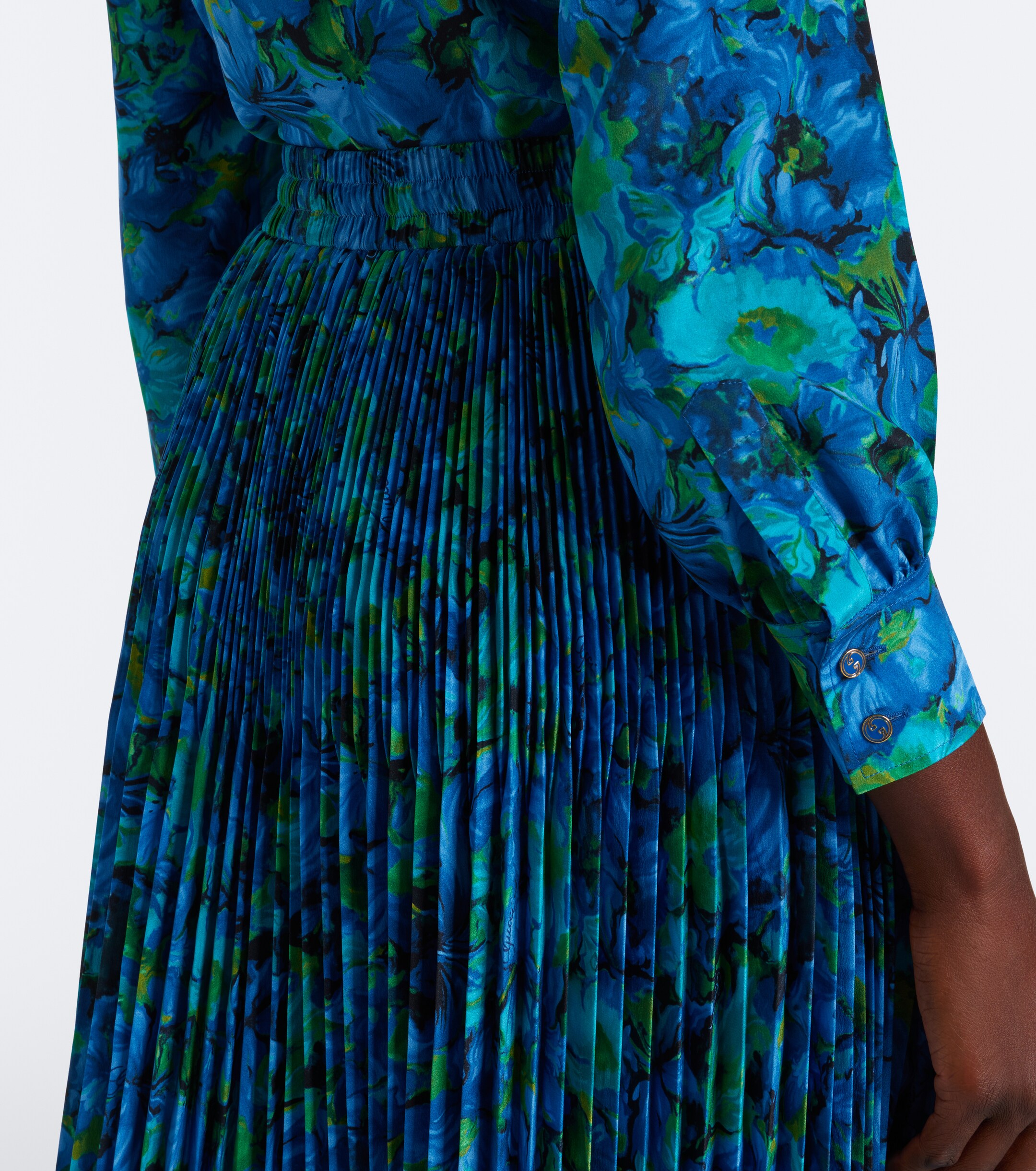 Gucci Gucci Floral pleated silk crêpe de chine midi skirt