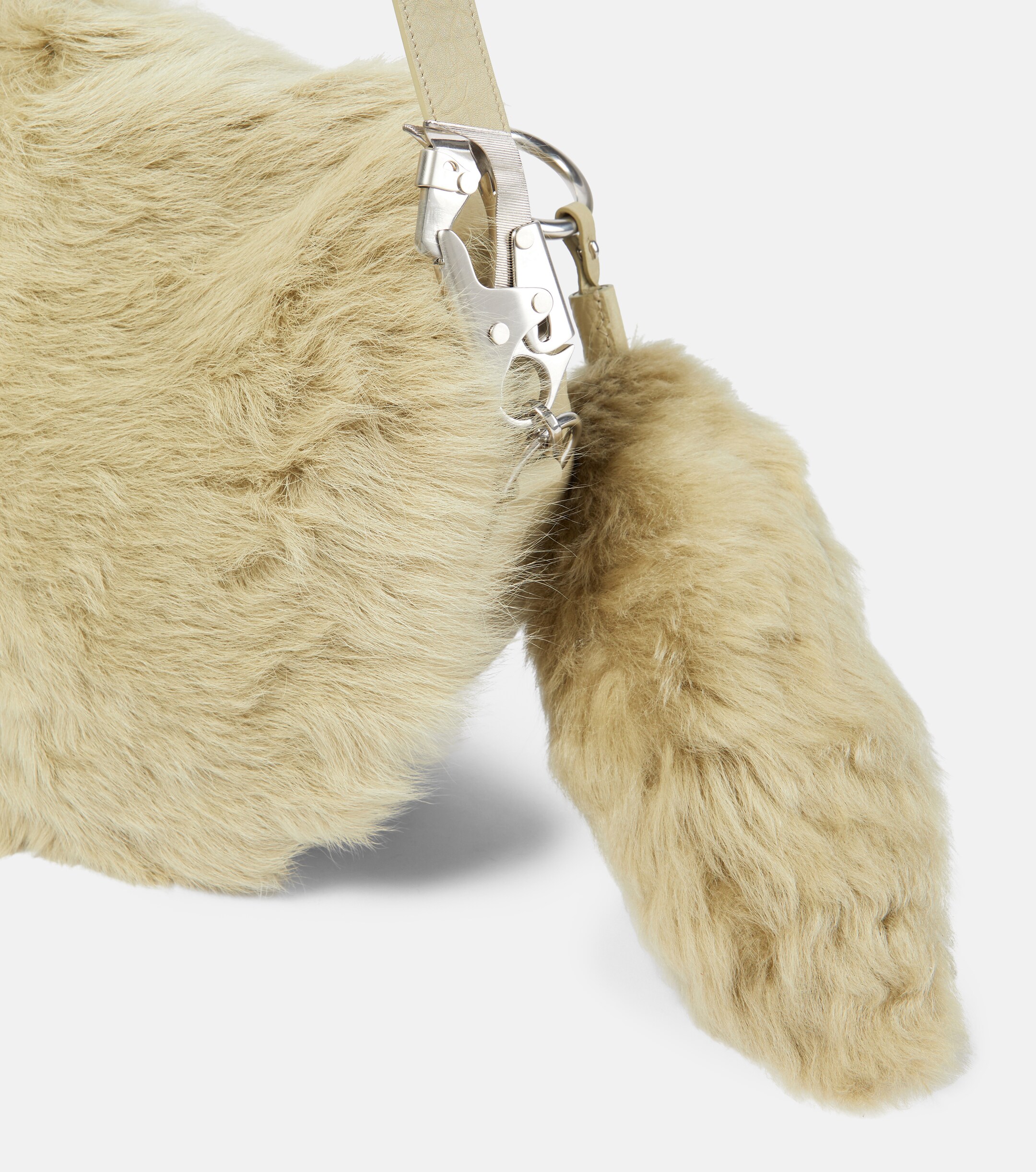 Burberry Knight Medium shearling-trimmed leather shoulder bag