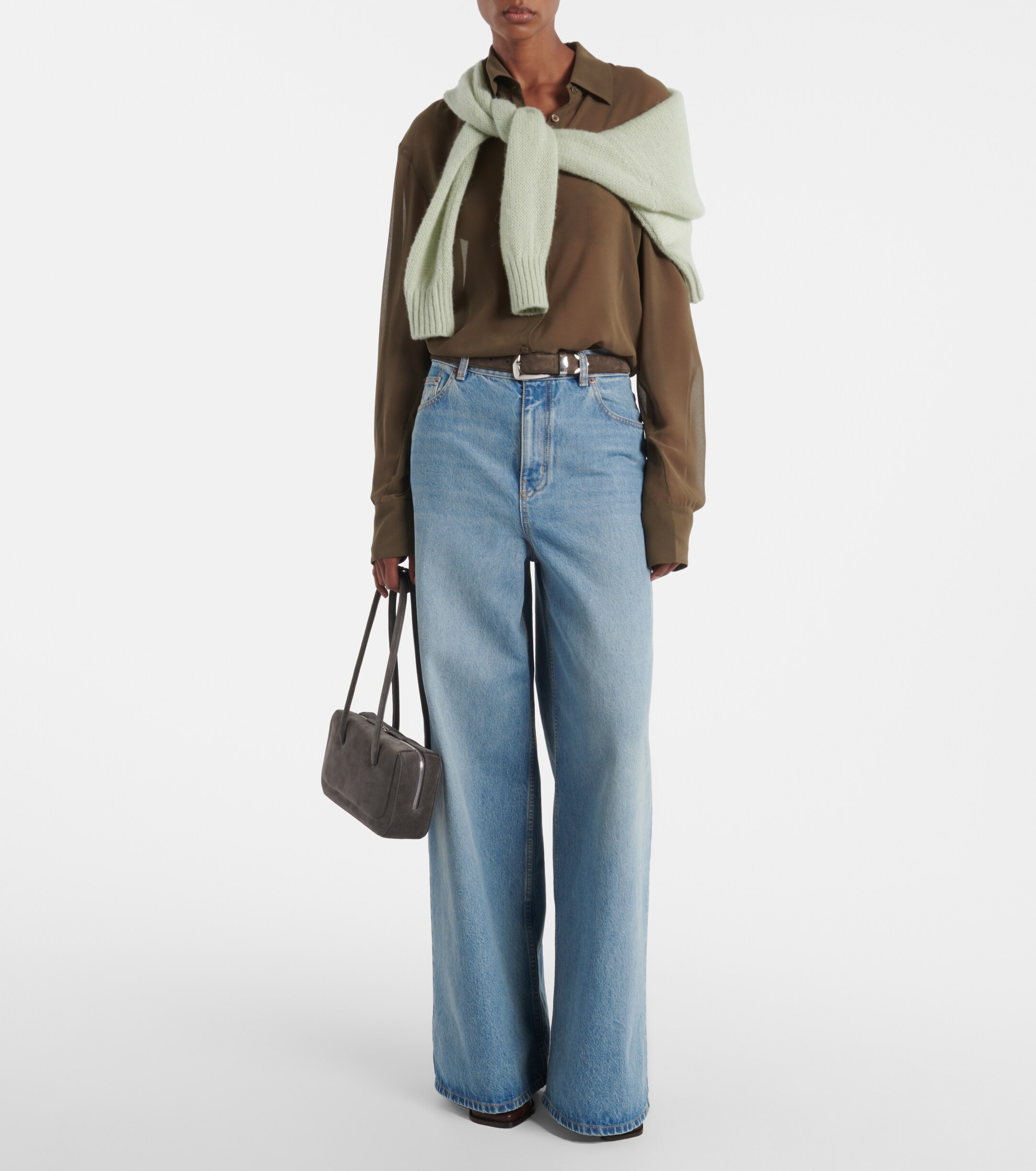 AESTHER EKME Lagune Bowling Mini suede shoulder bag thumbnail