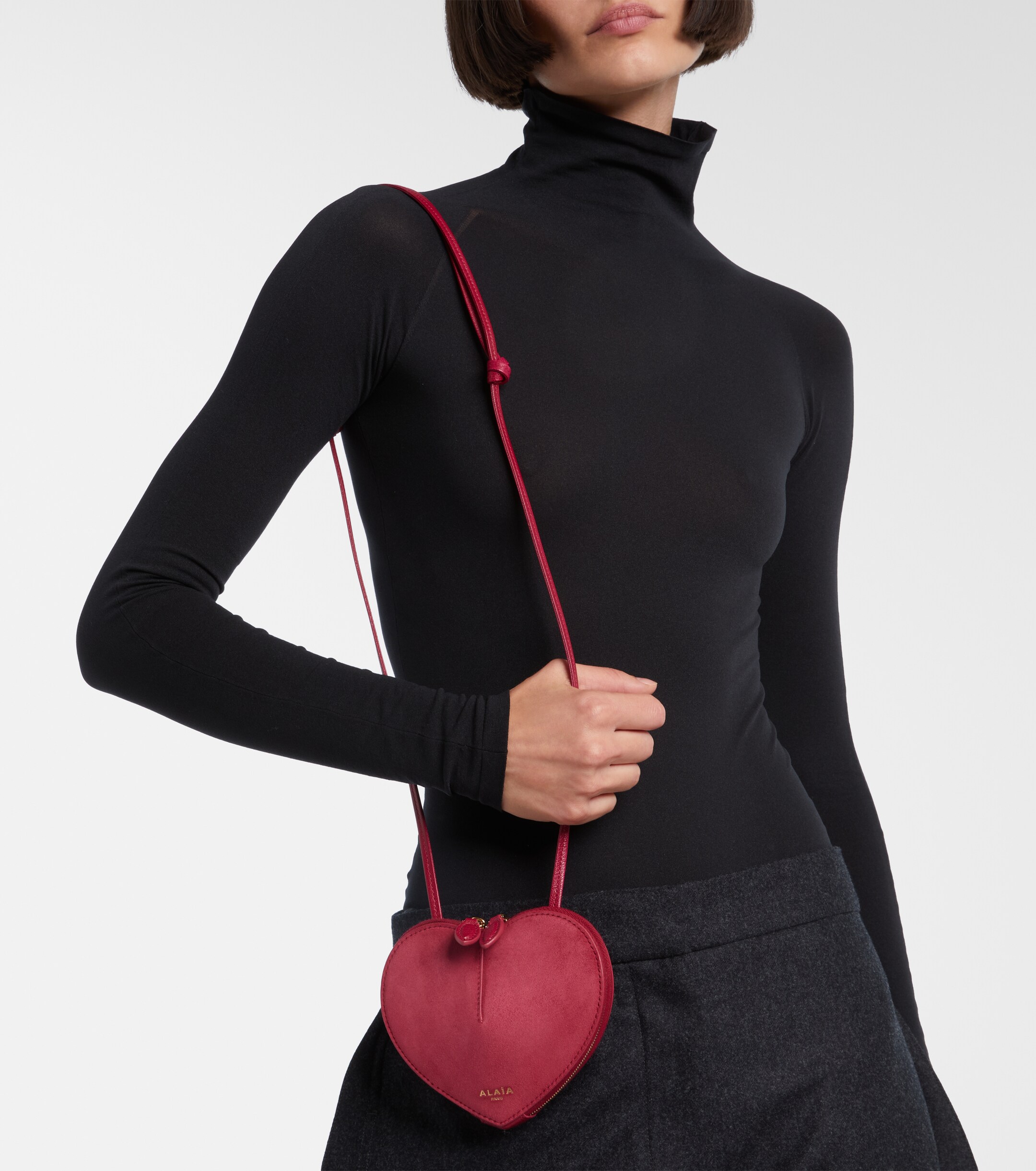 Alaïa Le Cœur leather and suede crossbody bag