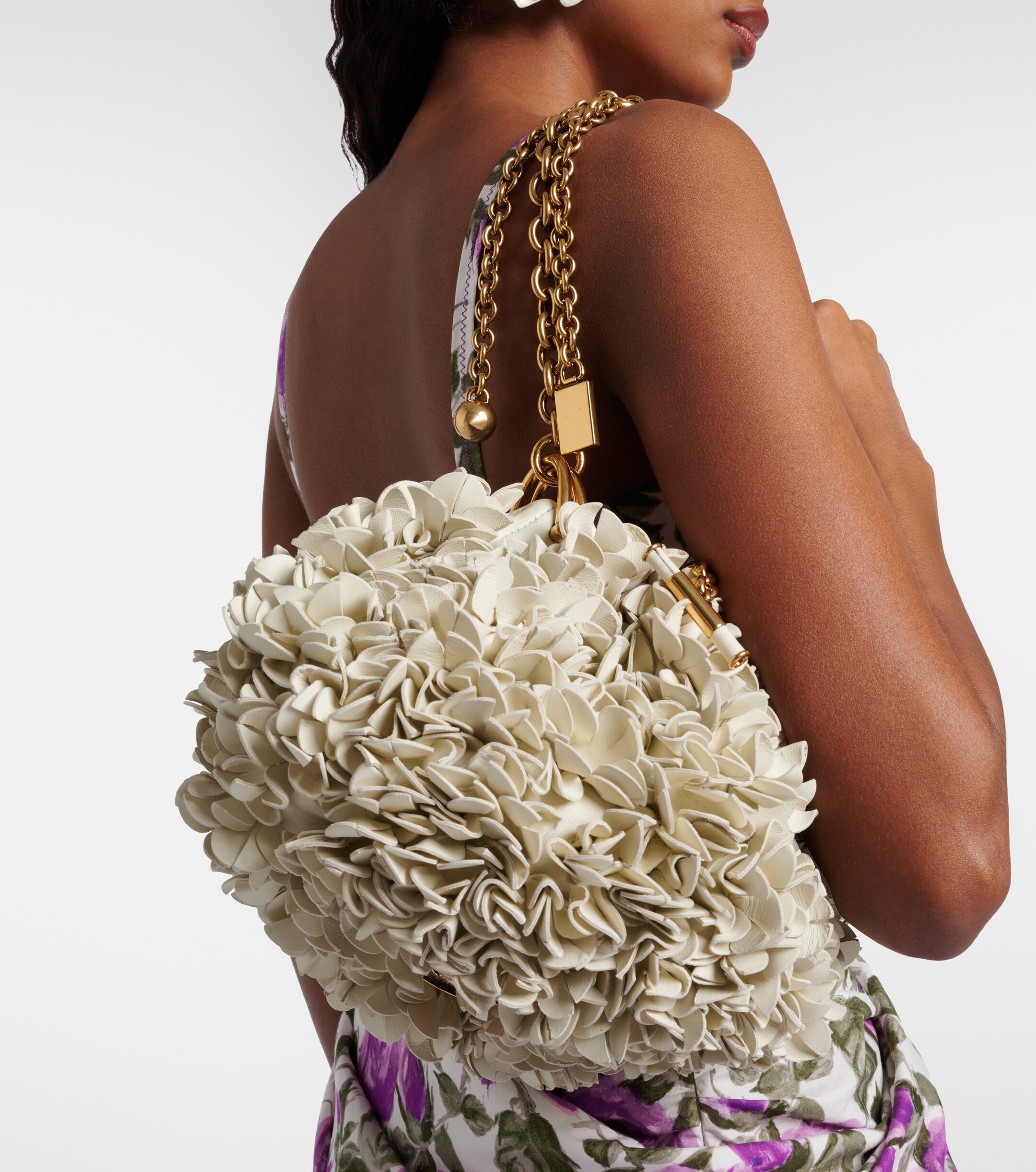 Chloé Chloé Plissé floral leather shoulder bag