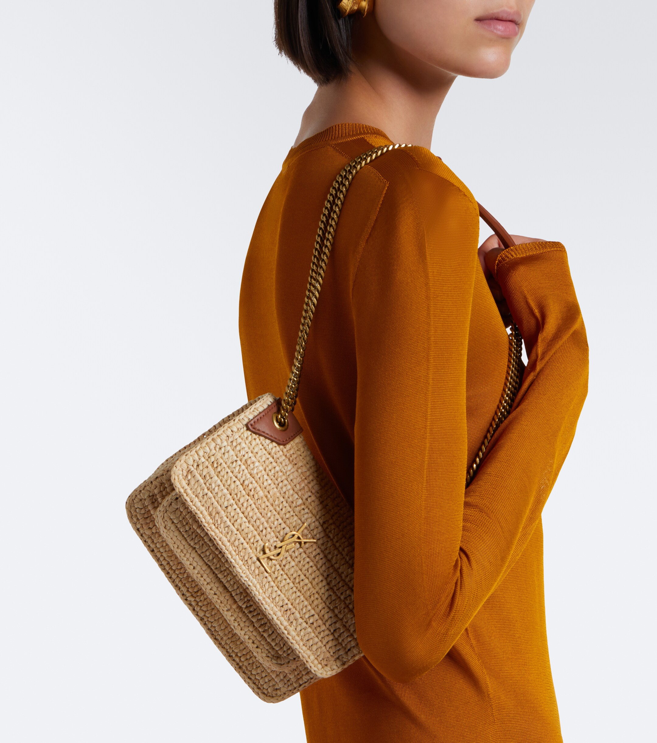 Saint Laurent Niki Mini raffia crossbody bag