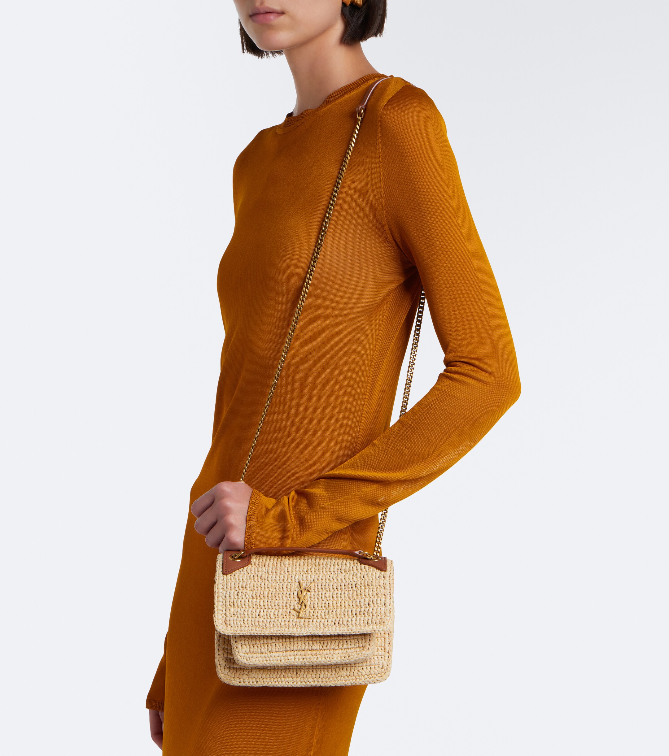 Saint Laurent Niki Mini raffia crossbody bag