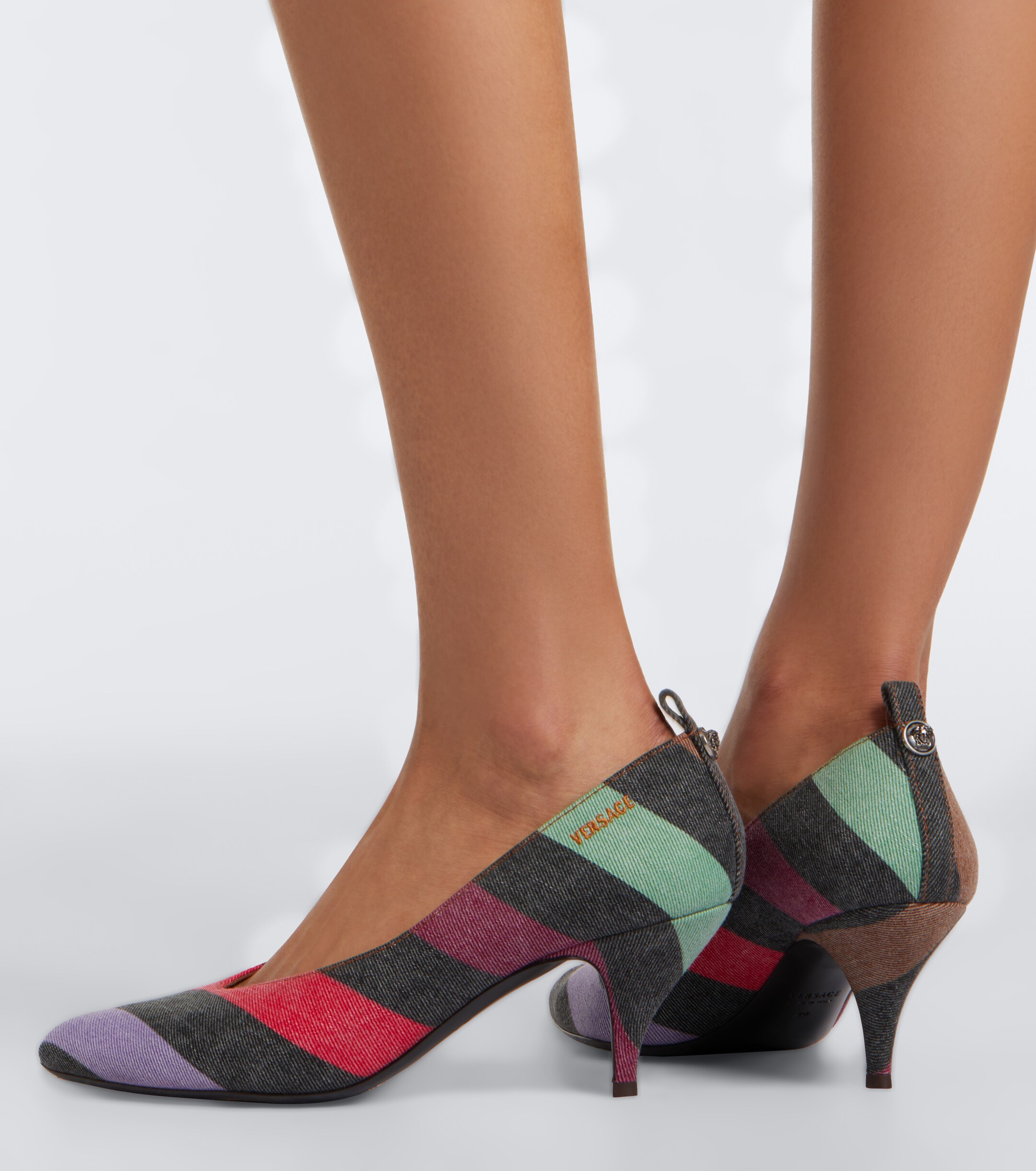 Versace Versace Tina striped denim pumps