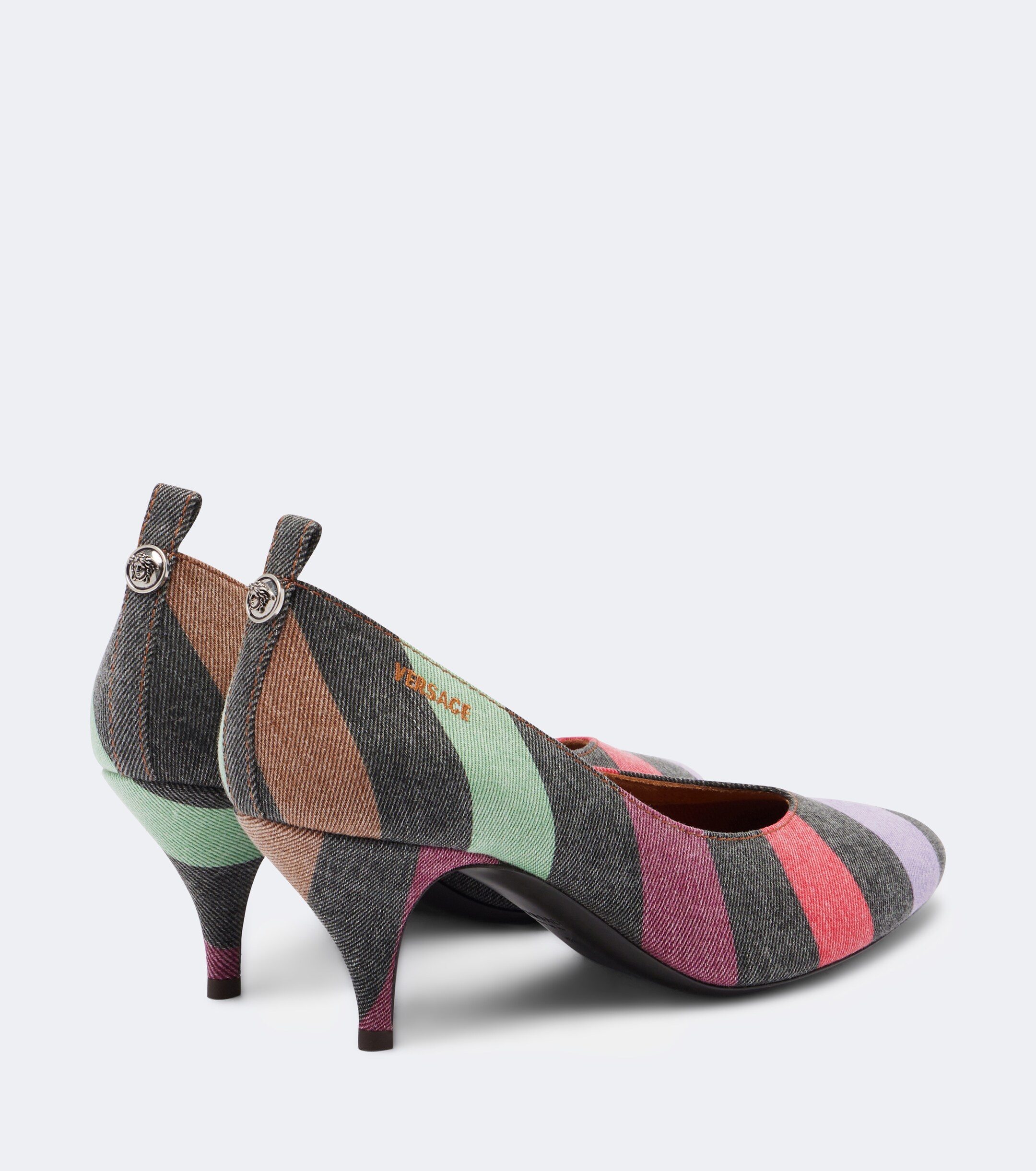 Versace Versace Tina striped denim pumps
