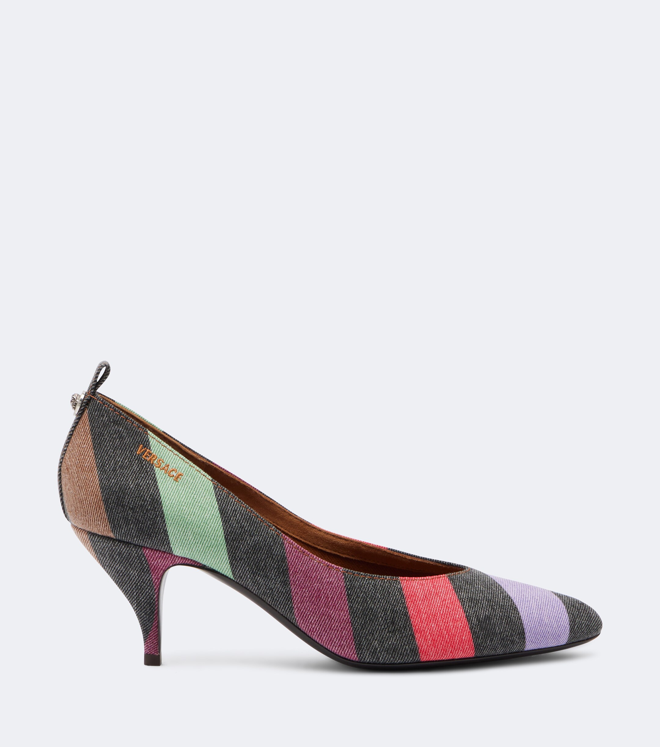 Versace Versace Tina striped denim pumps