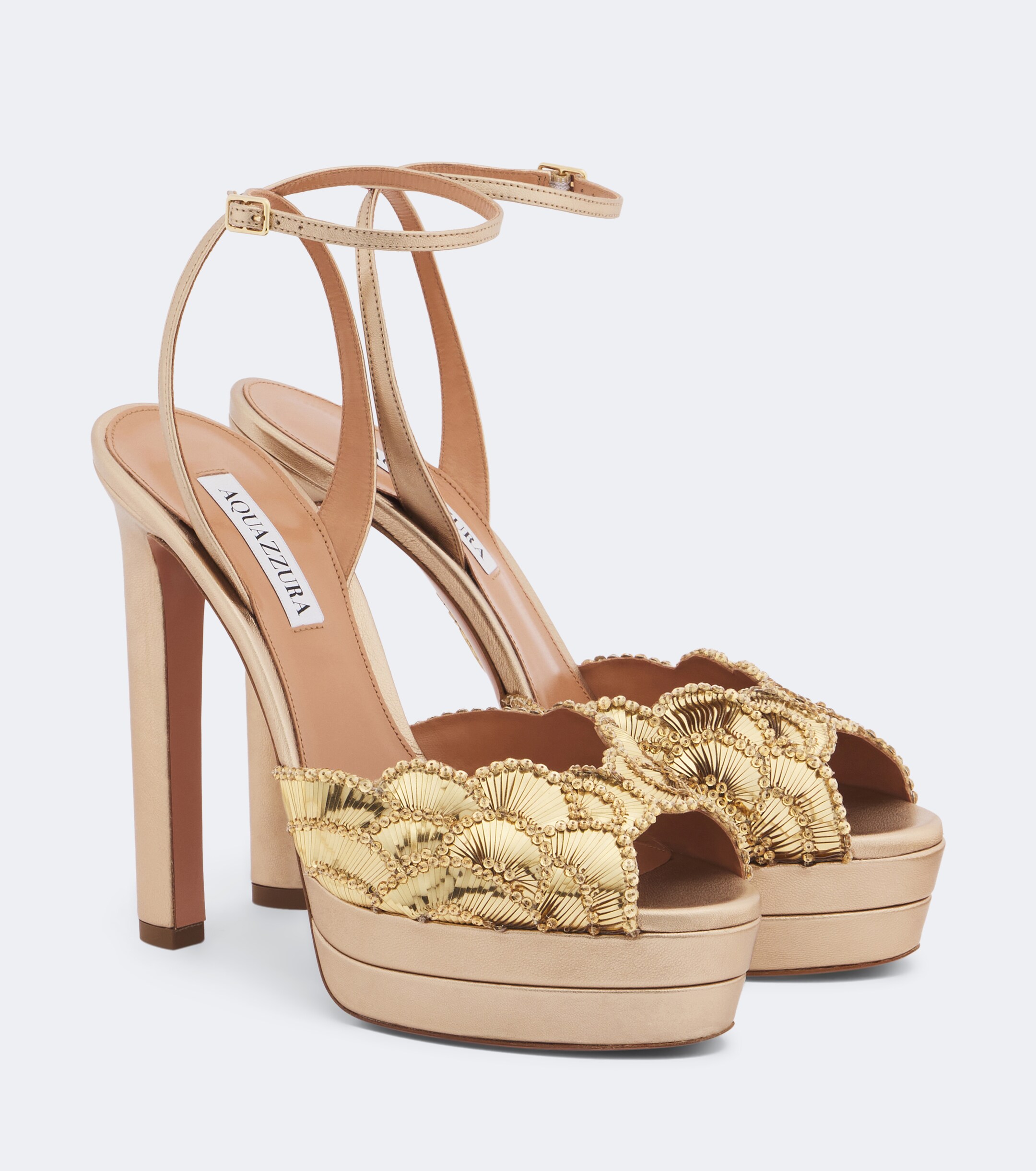 AQUAZZURA Aquazzura Ce Soir metallic leather platform sandals