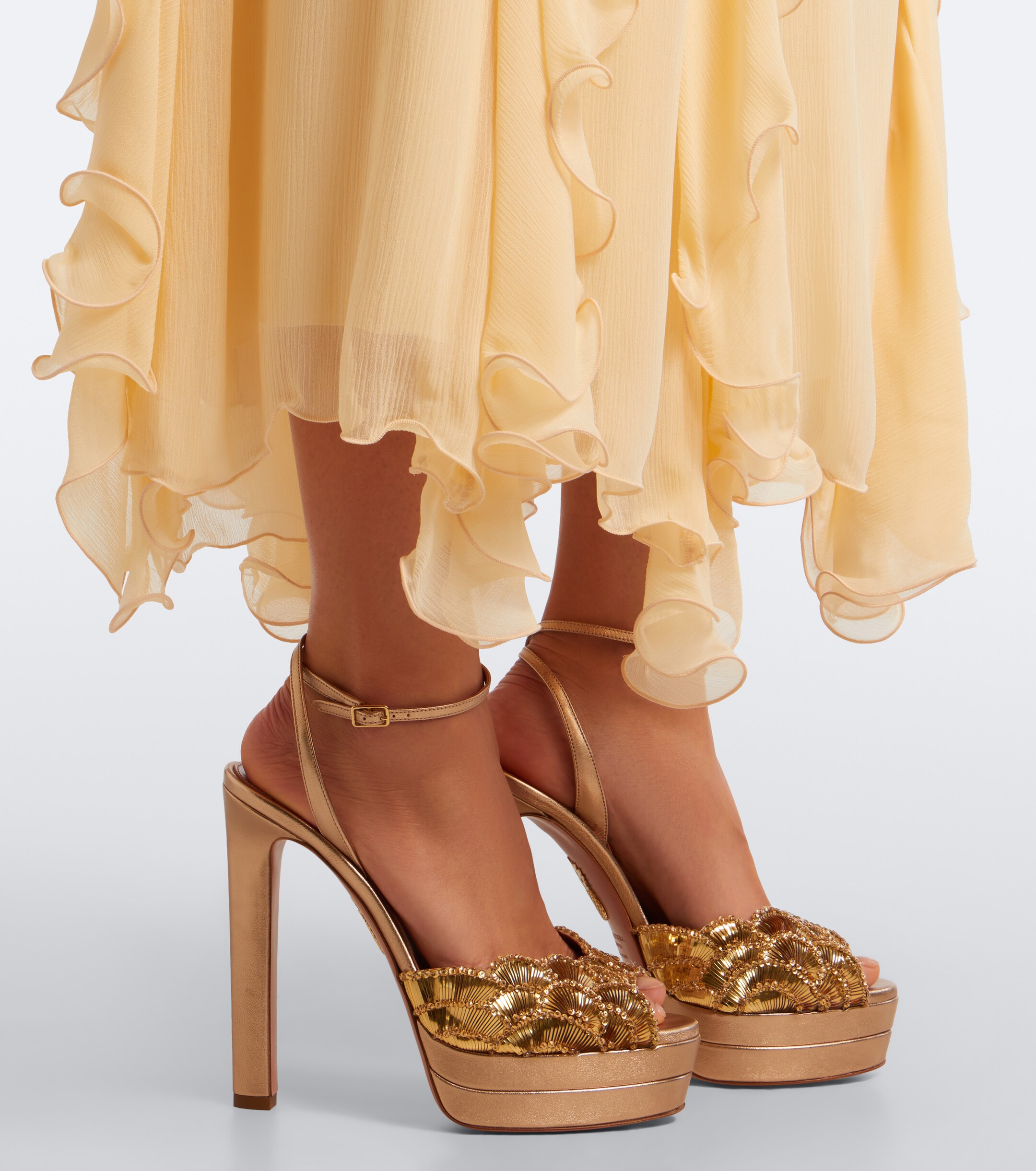 AQUAZZURA Aquazzura Ce Soir metallic leather platform sandals