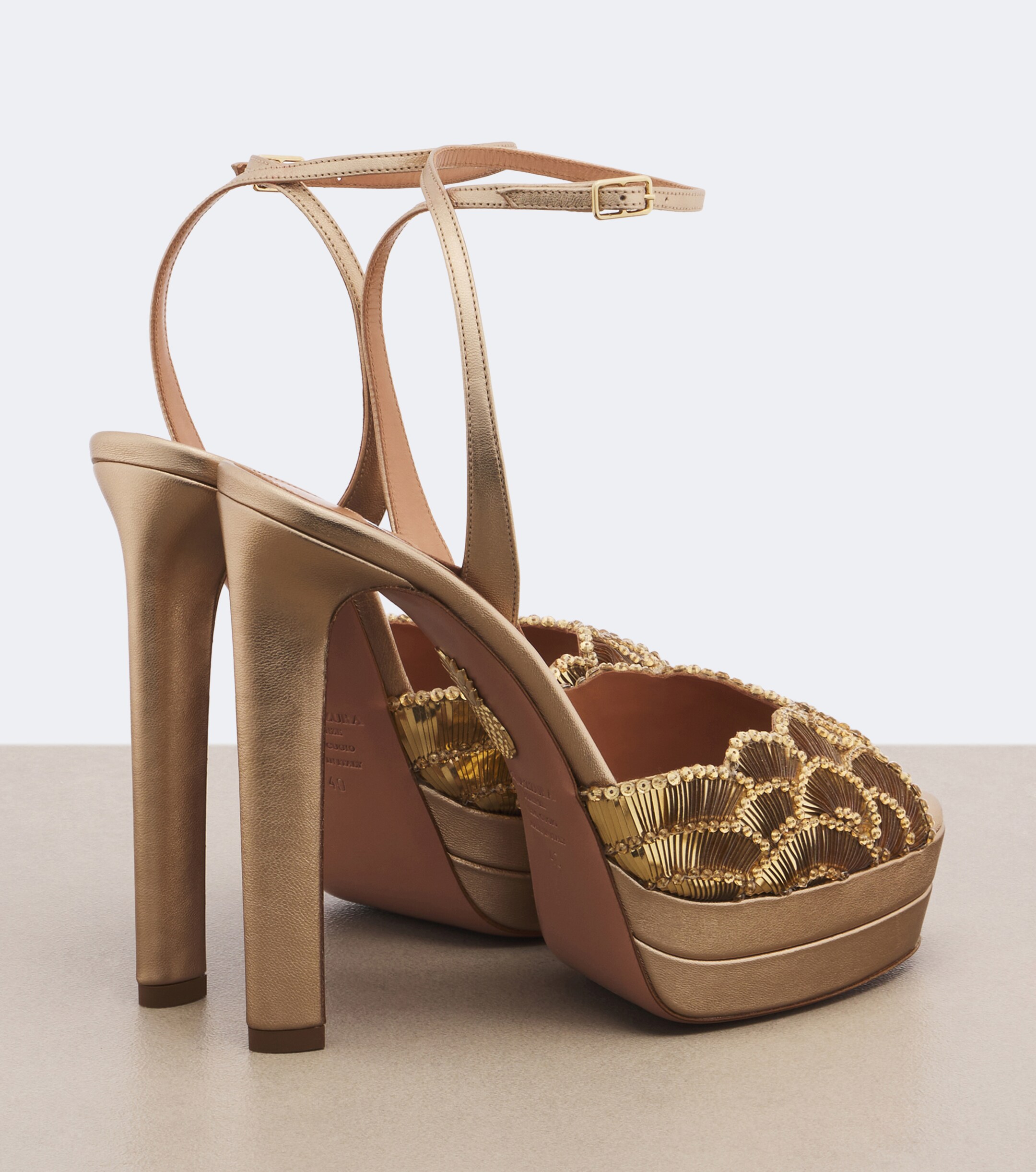 AQUAZZURA Aquazzura Ce Soir metallic leather platform sandals