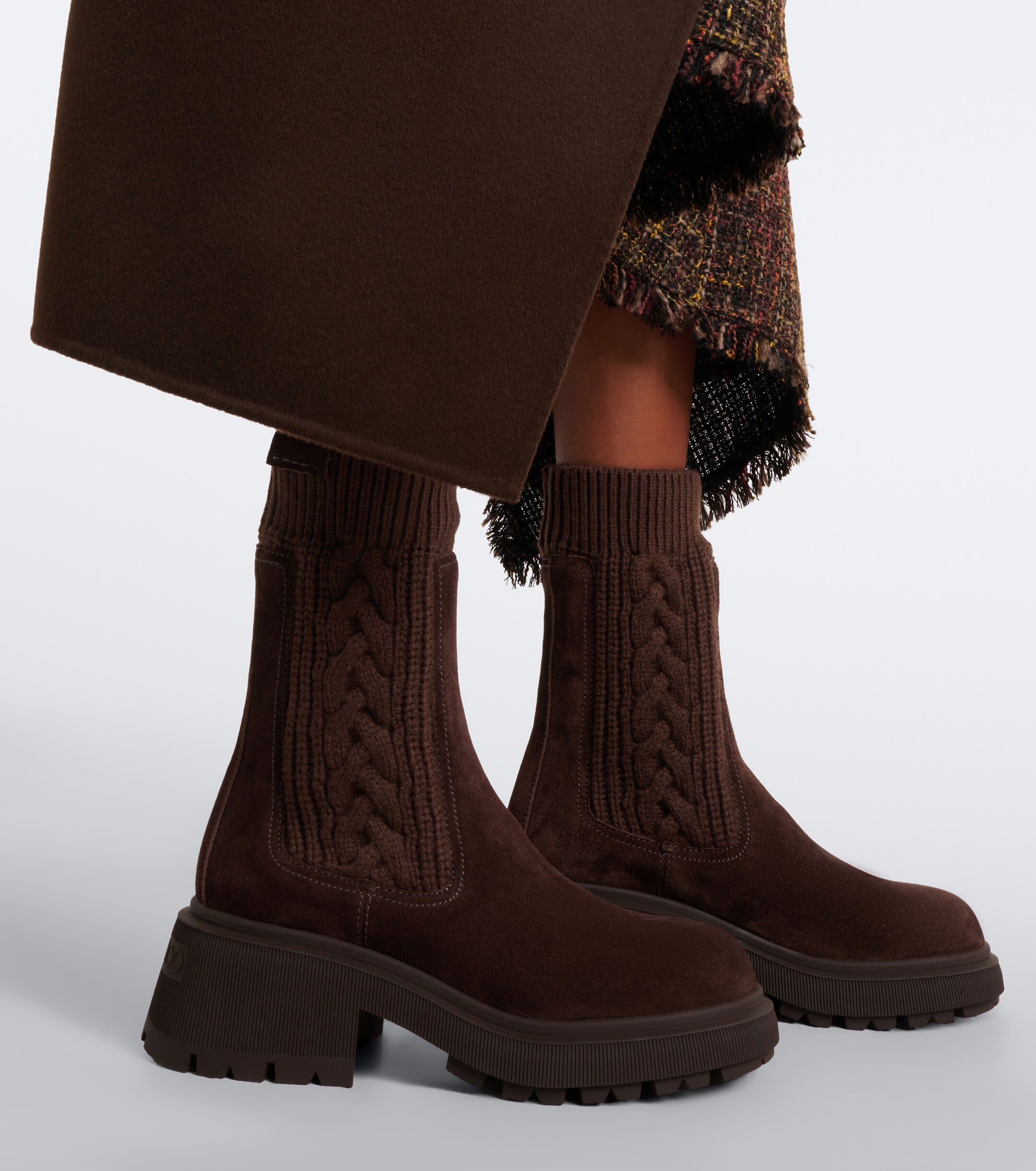 JIMMY CHOO Jimmy Choo Tamia cable-knit leather ankle boots