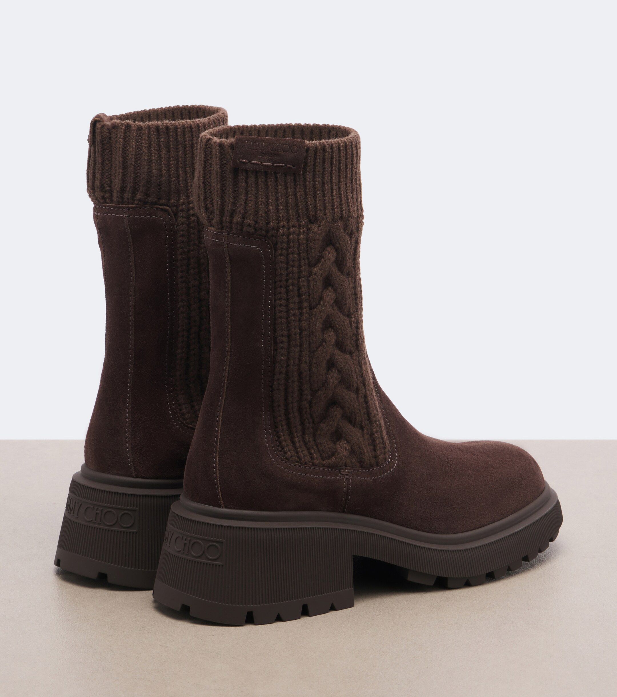 JIMMY CHOO Jimmy Choo Tamia cable-knit leather ankle boots