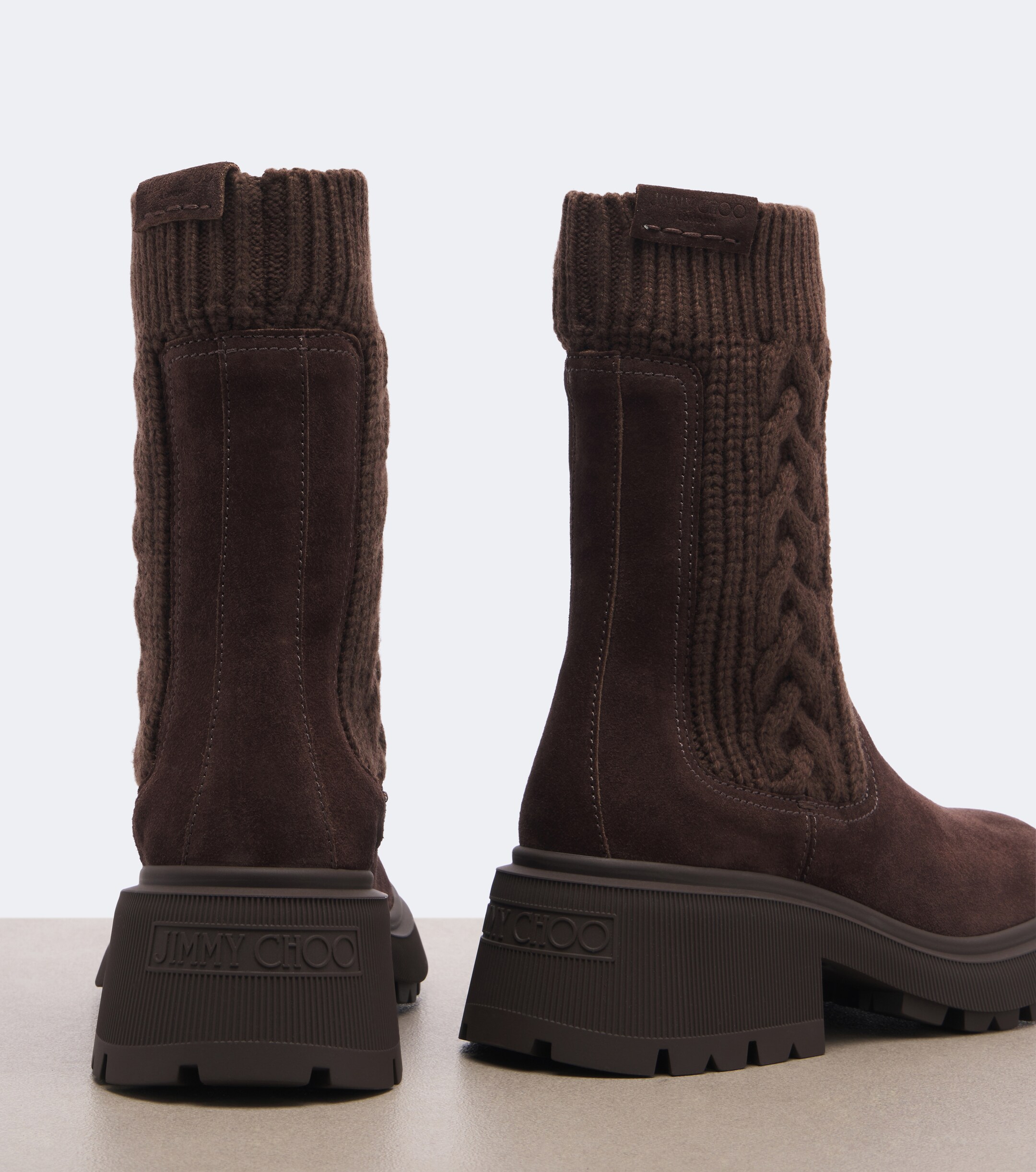 JIMMY CHOO Jimmy Choo Tamia cable-knit leather ankle boots