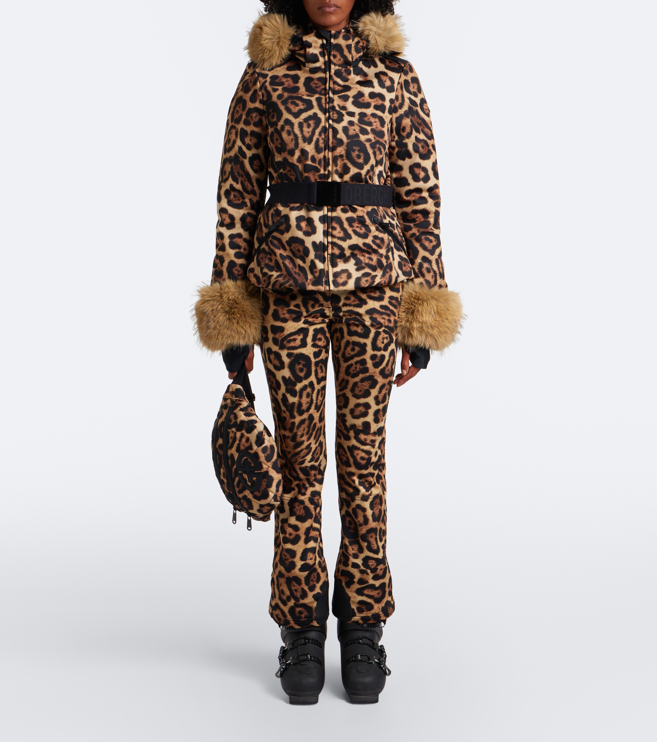 GOLDBERGH Goldbergh Jagger belted leopard-print ski jacket