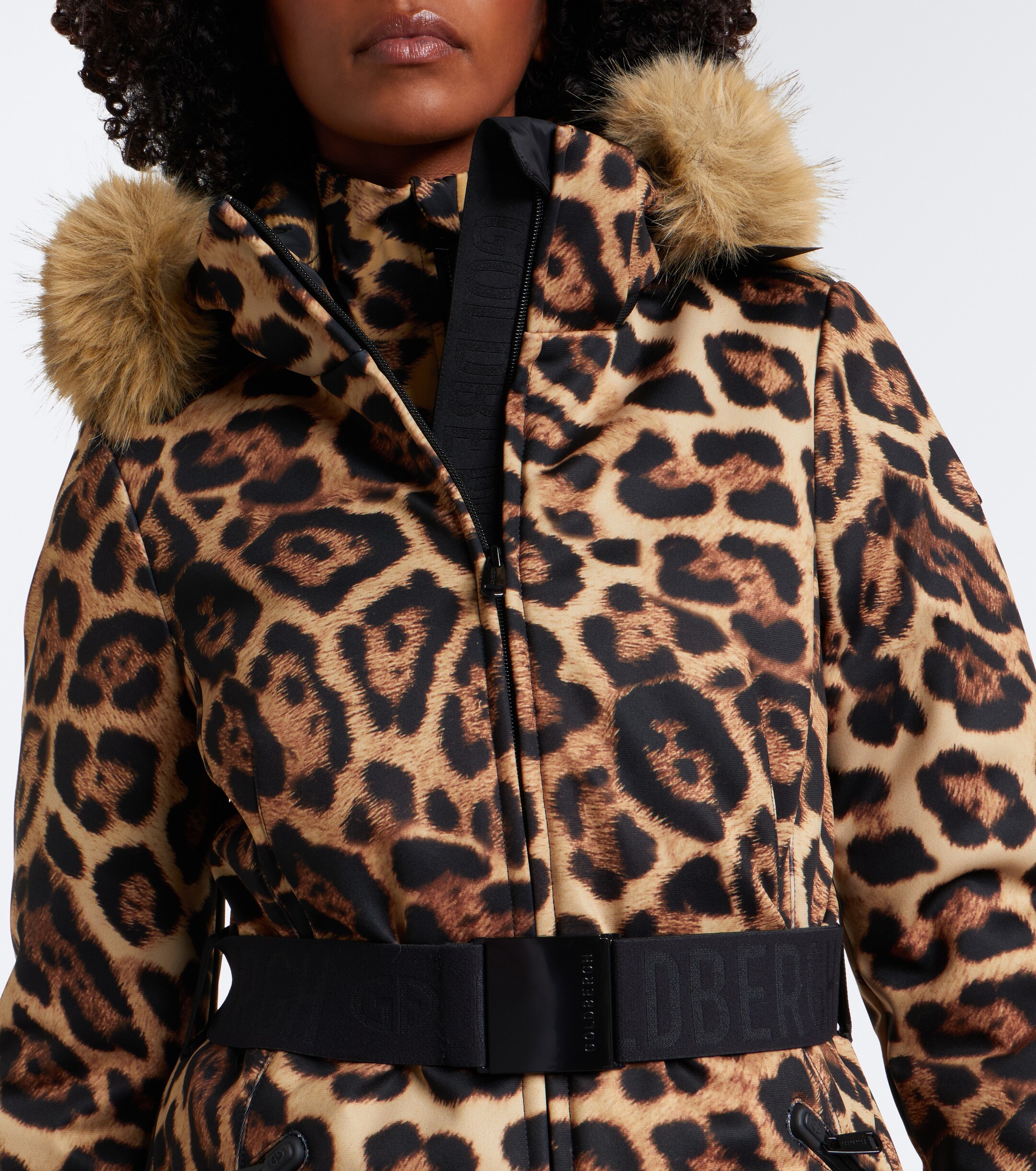 GOLDBERGH Goldbergh Jagger belted leopard-print ski jacket