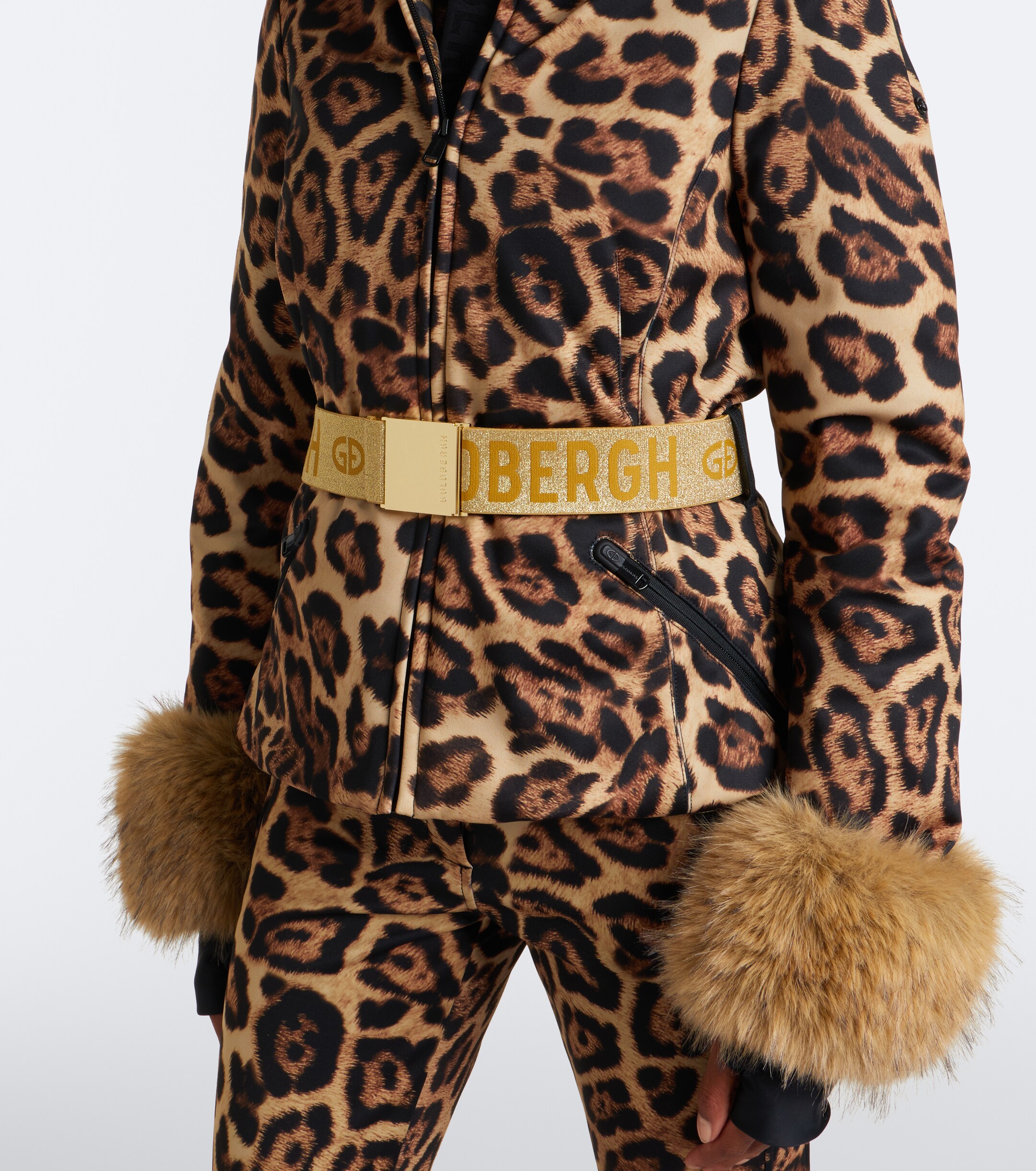 GOLDBERGH Goldbergh Jagger belted leopard-print ski jacket
