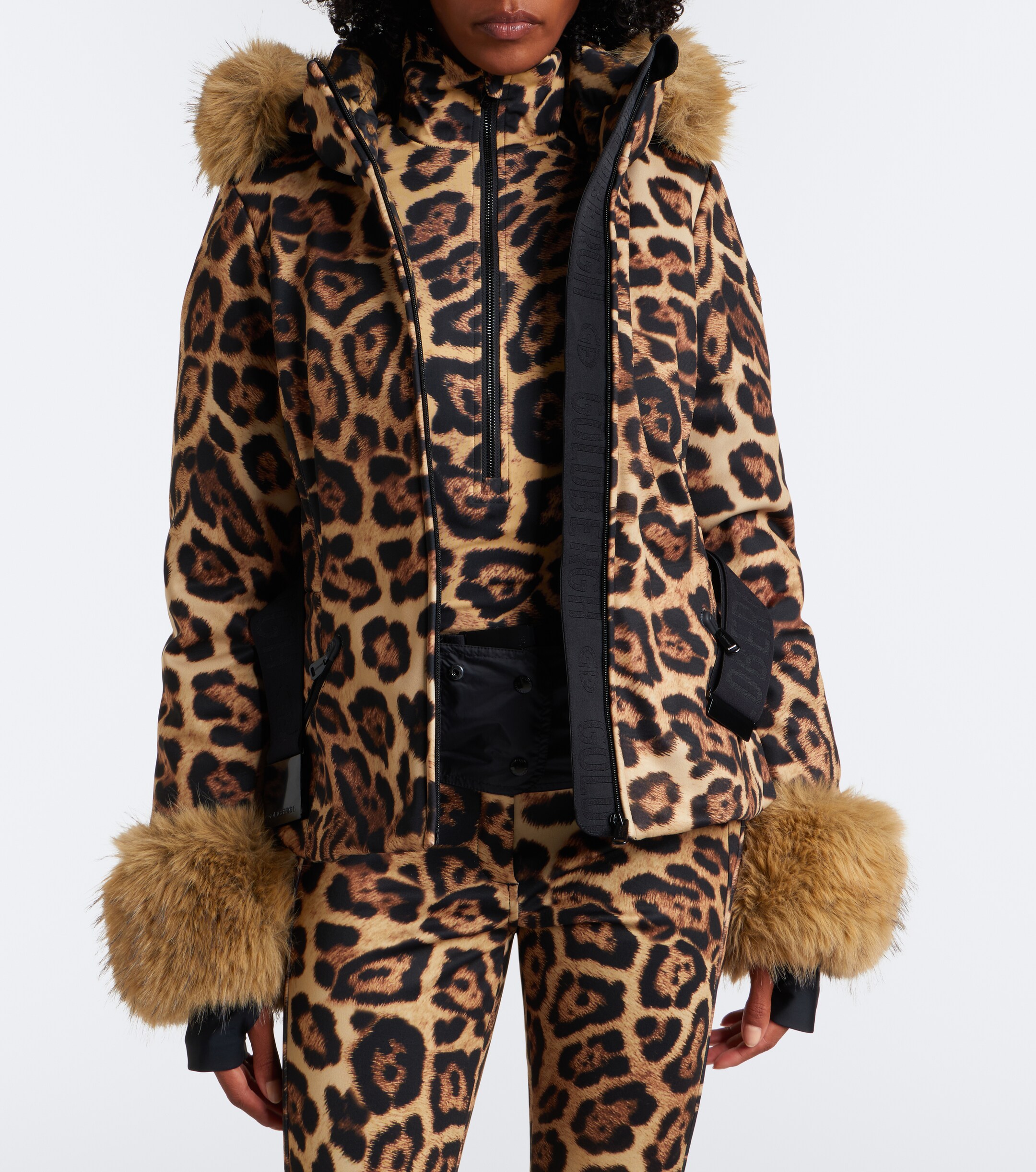 GOLDBERGH Goldbergh Jagger belted leopard-print ski jacket