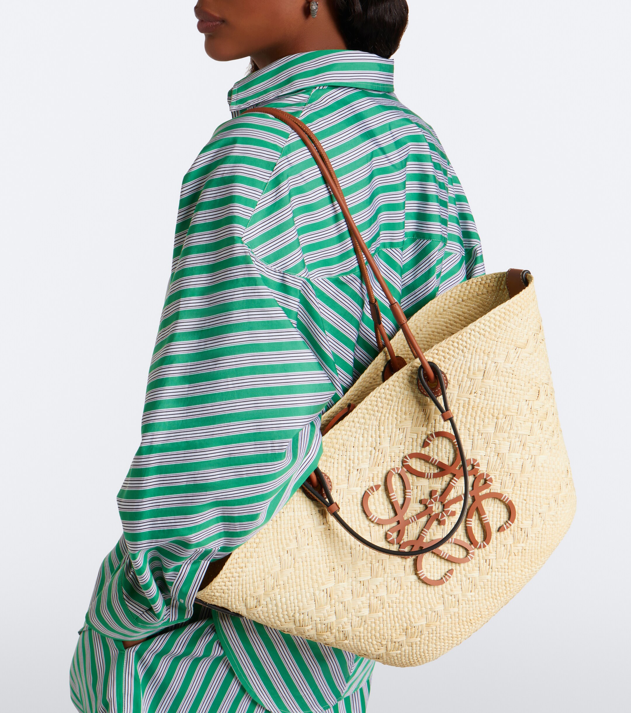 Loewe Anagram Medium leather-trimmed basket bag