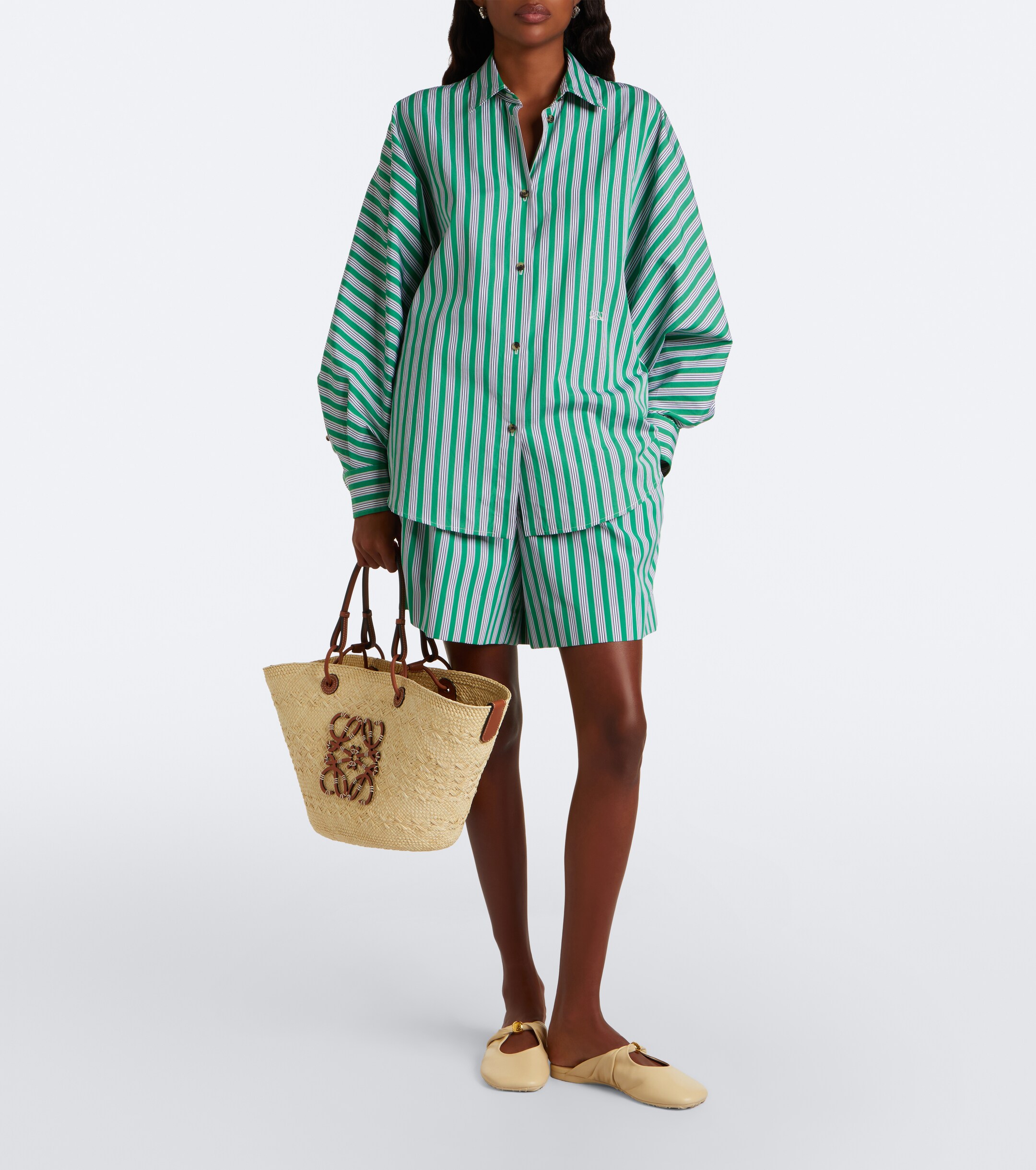 Loewe Anagram Medium leather-trimmed basket bag