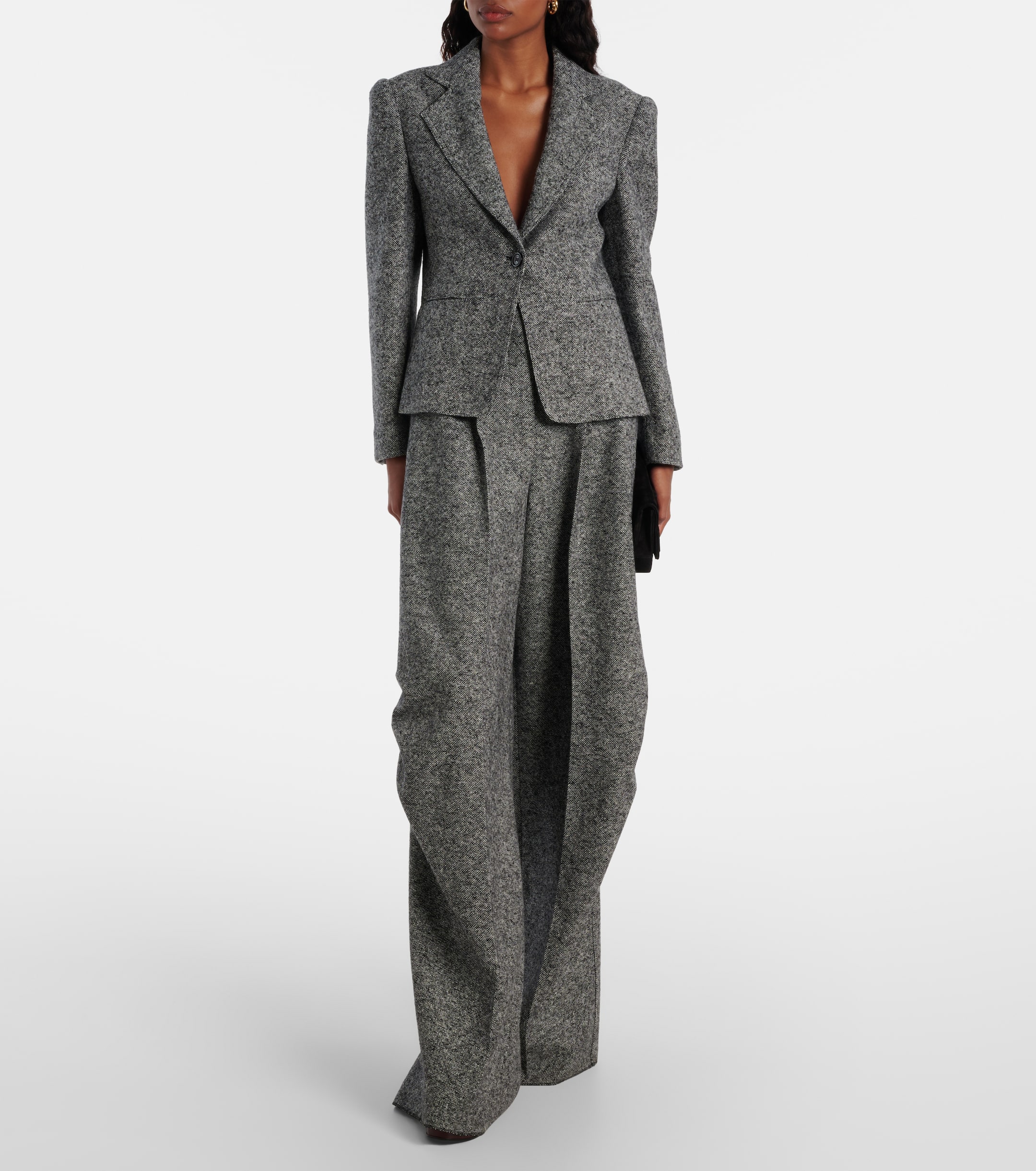 Max Mara Simone wool and silk tweed wide-leg pants