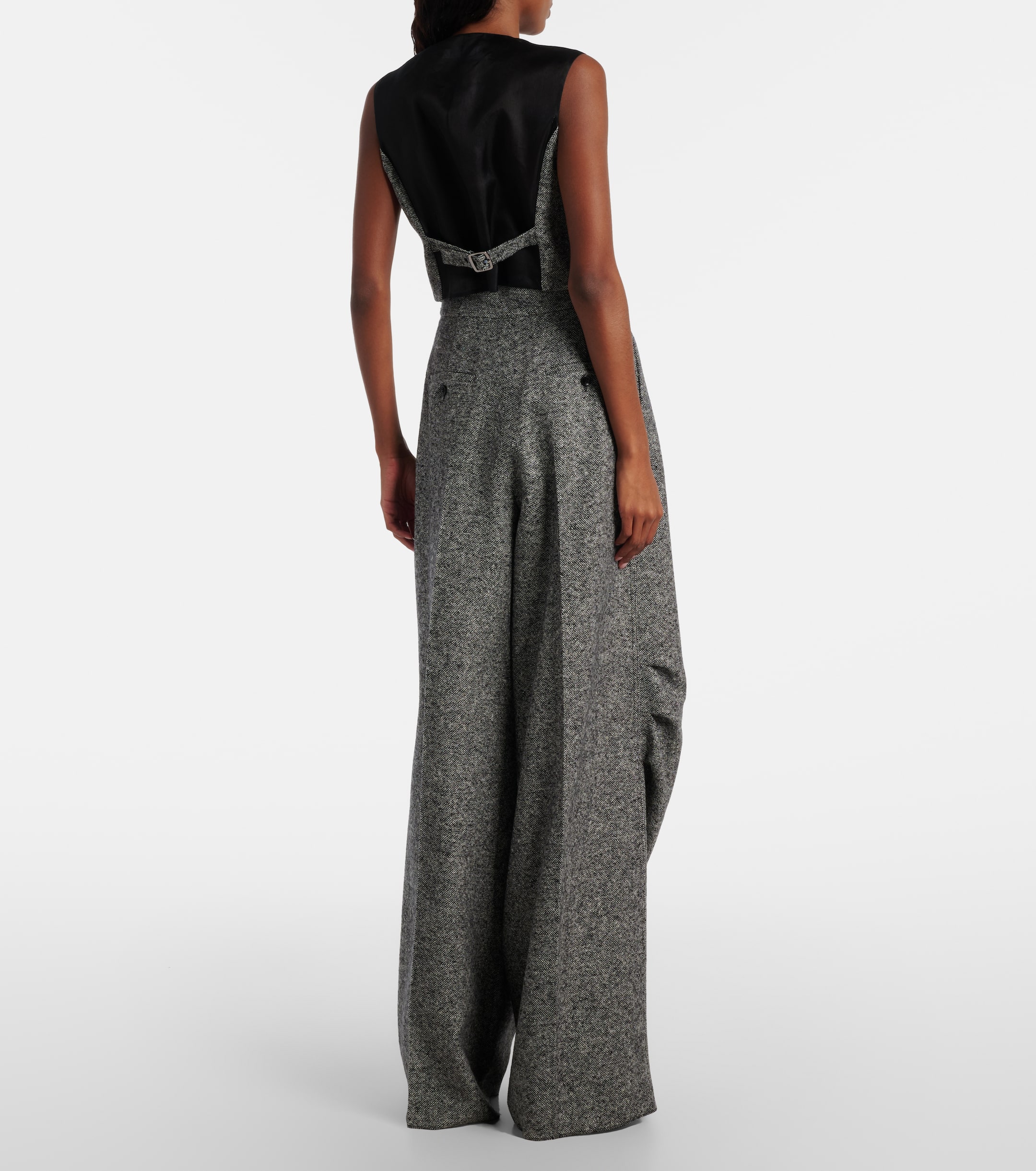 Max Mara Simone wool and silk tweed wide-leg pants
