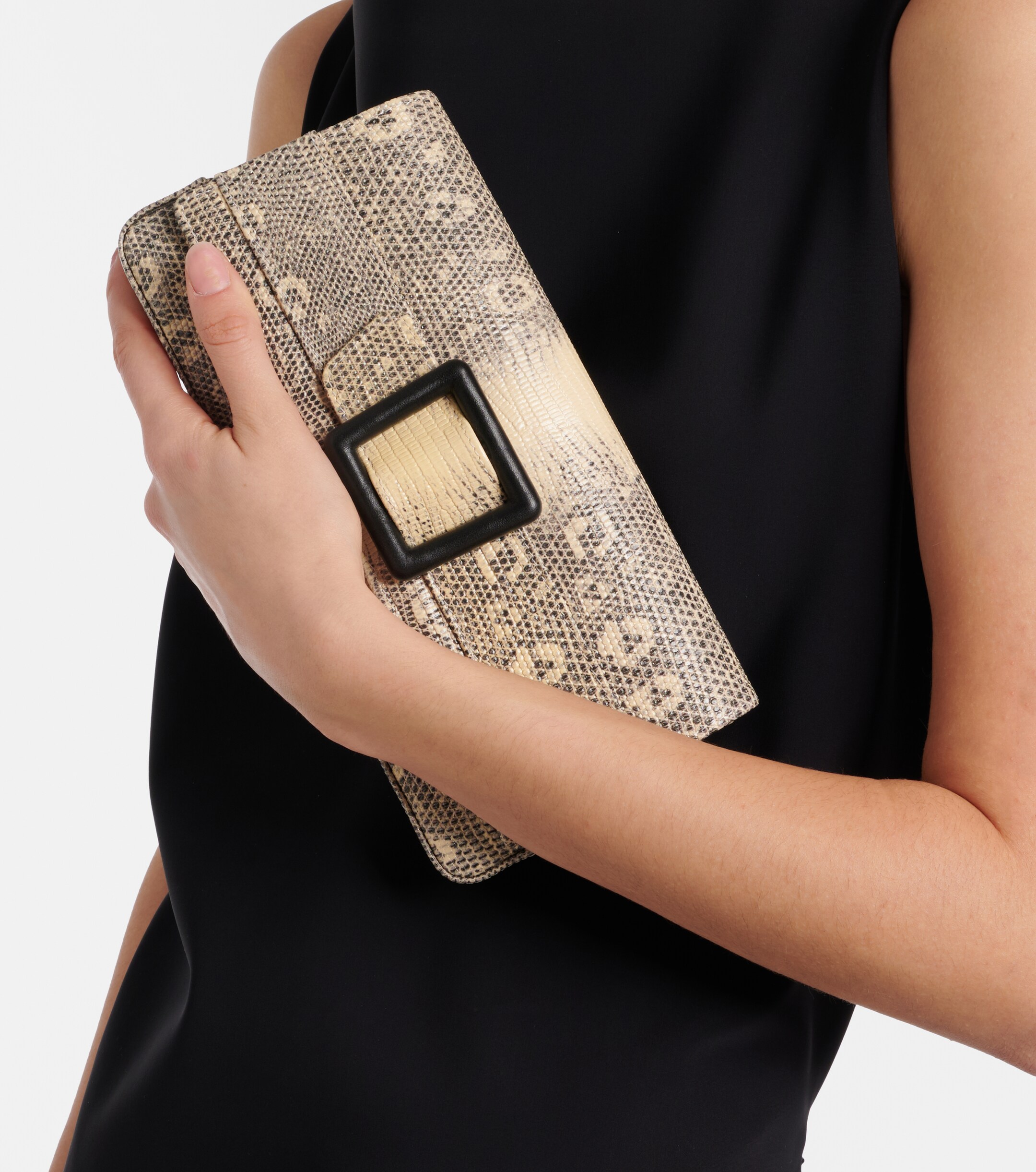 MANOLO BLAHNIK Maygot snake-effect leather clutch