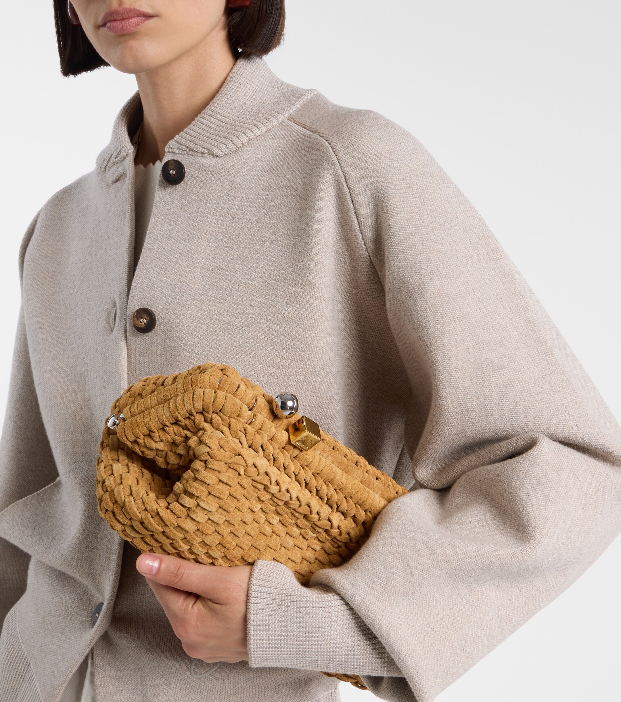 Jacquemus Salon woven suede clutch