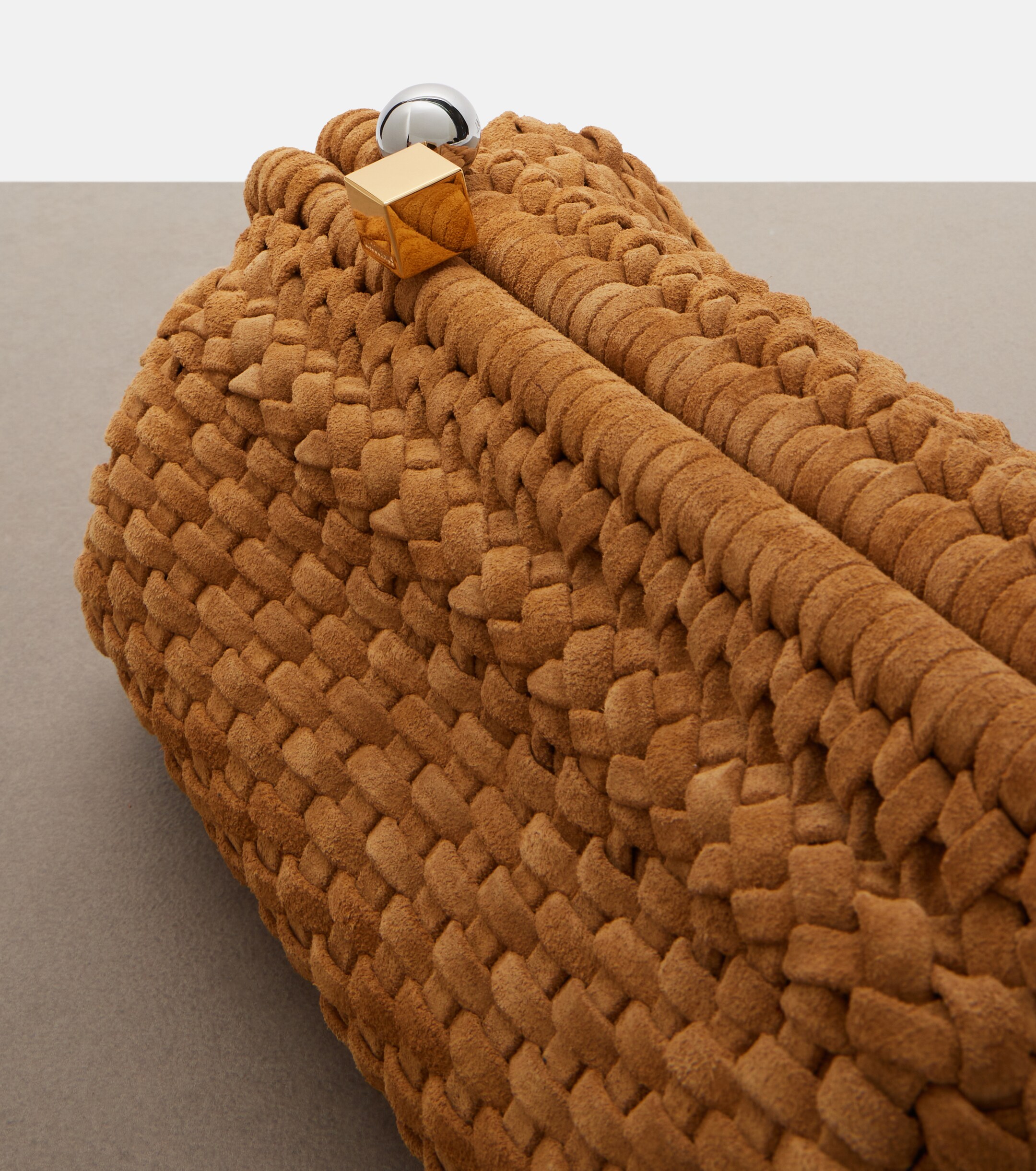 Jacquemus Salon woven suede clutch